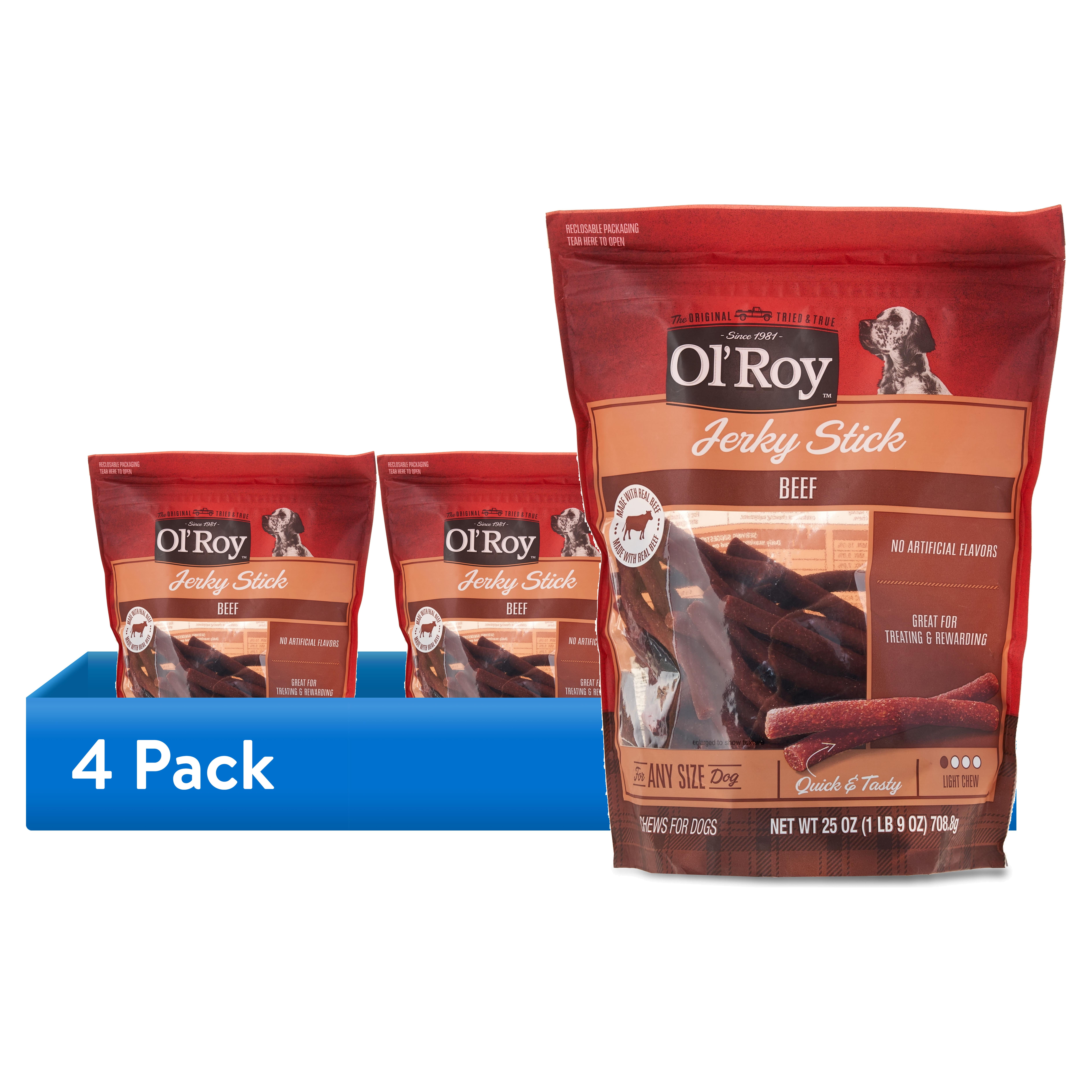 (4 pack) Ol' Roy Jerky Sticks, Beef, 25 oz