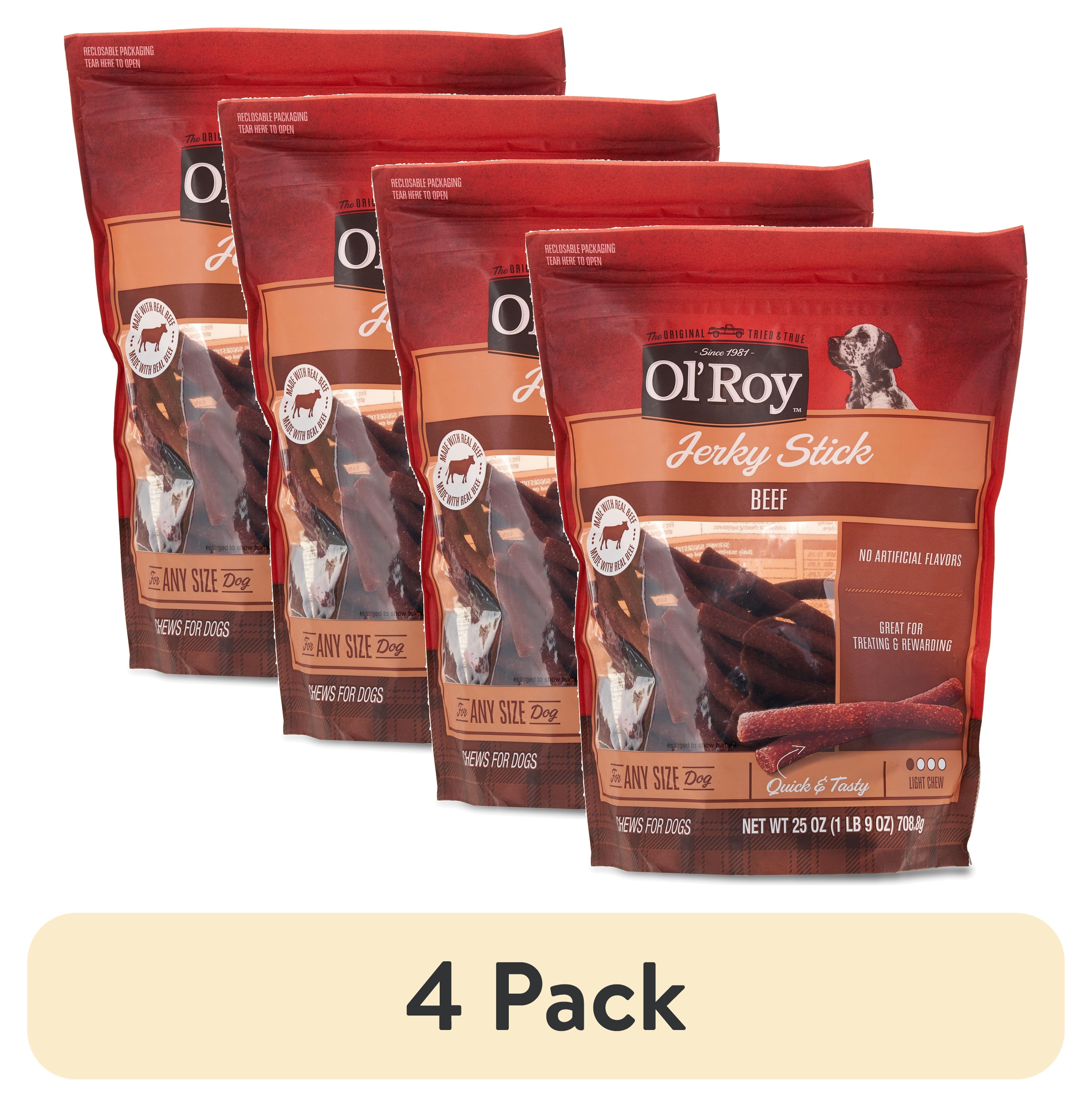 (4 pack) Ol' Roy Jerky Sticks, Beef, 25 oz