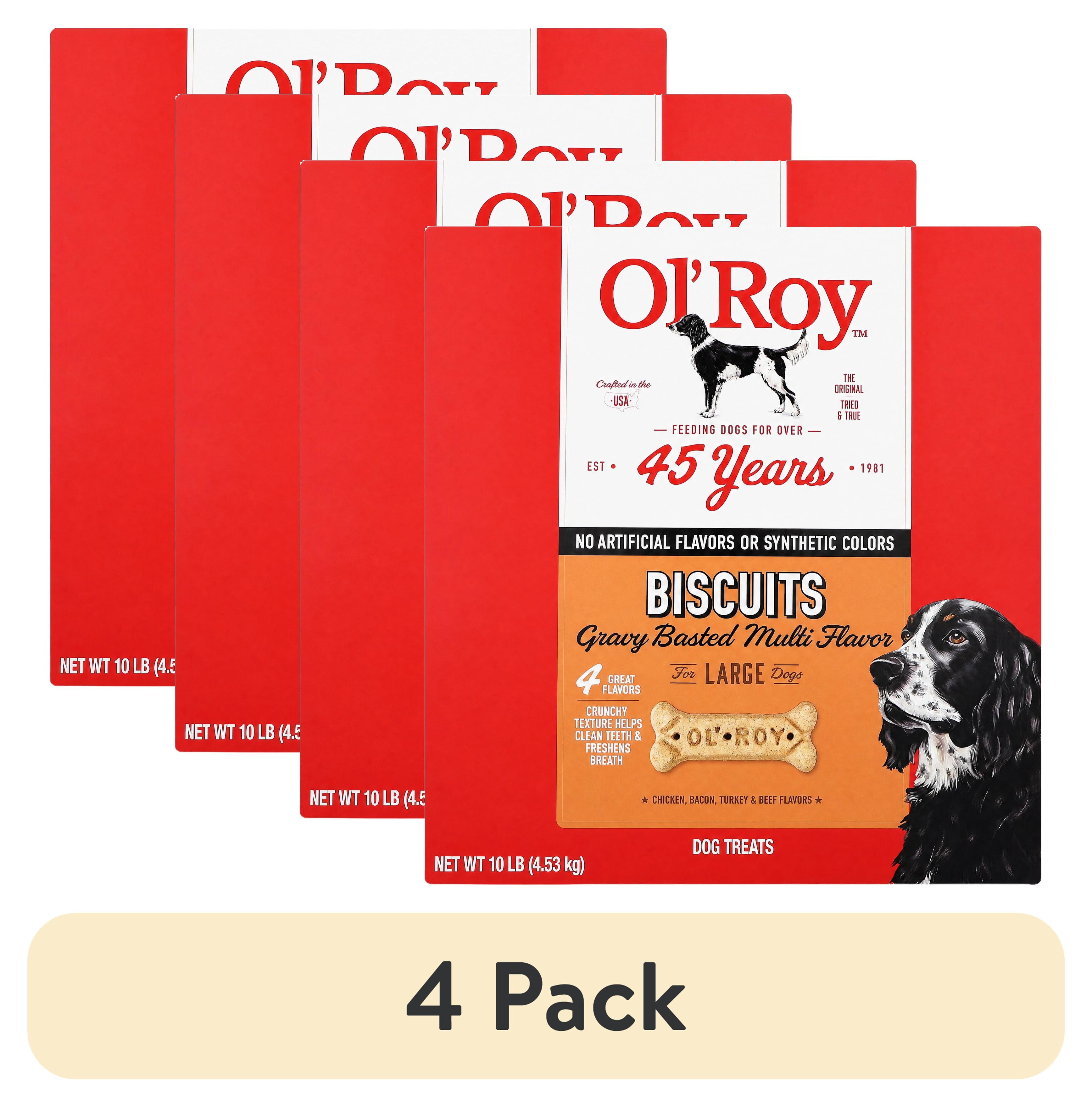 (4 pack) Ol' Roy Multi Flavored Gravy Basted Biscuits for Large Dogs, Dry, 10 lb Box