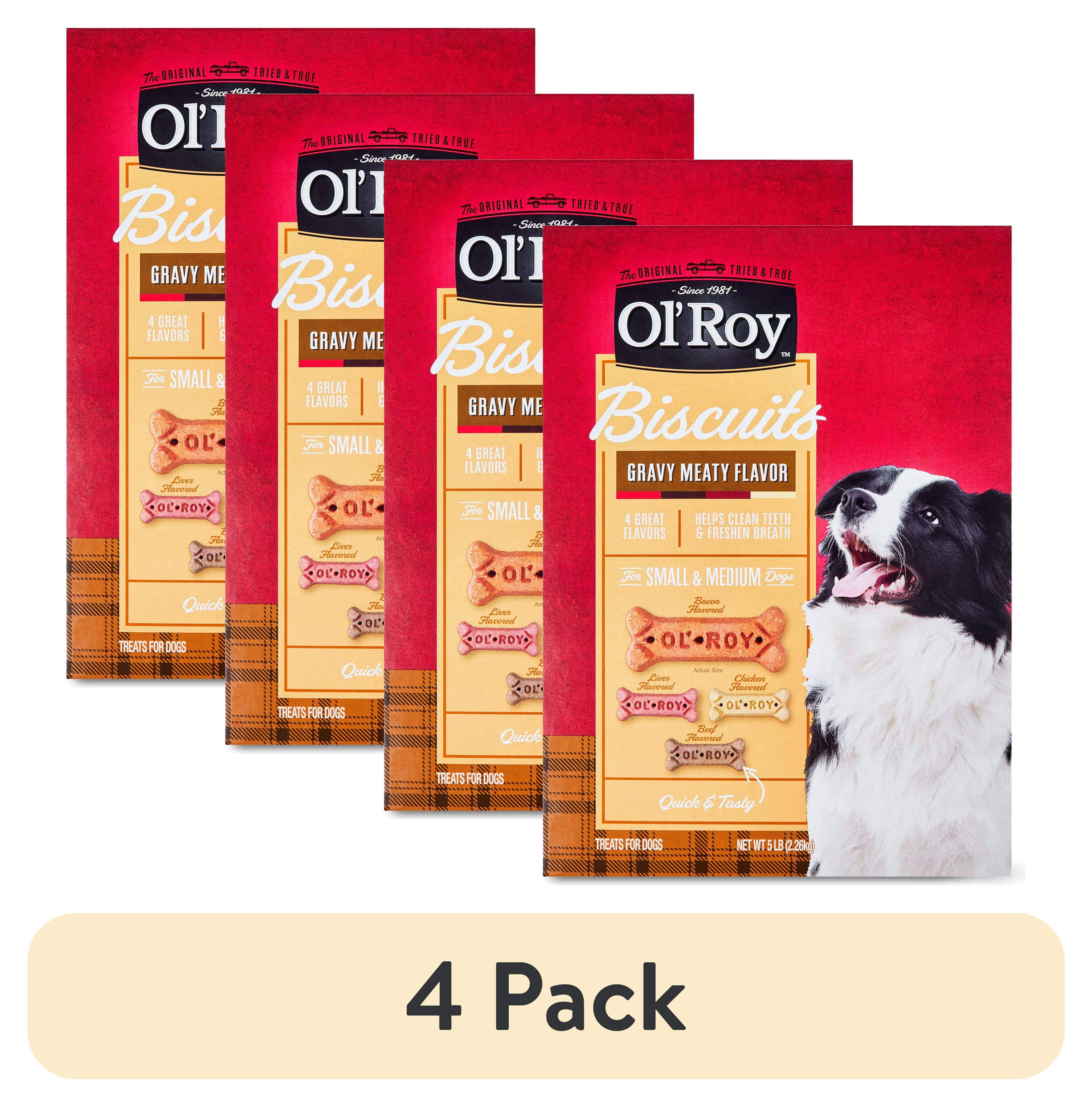 (4 pack) Ol' Roy Multi Flavored Gravy Basted Biscuits for Medium Dogs, 5 lb Box