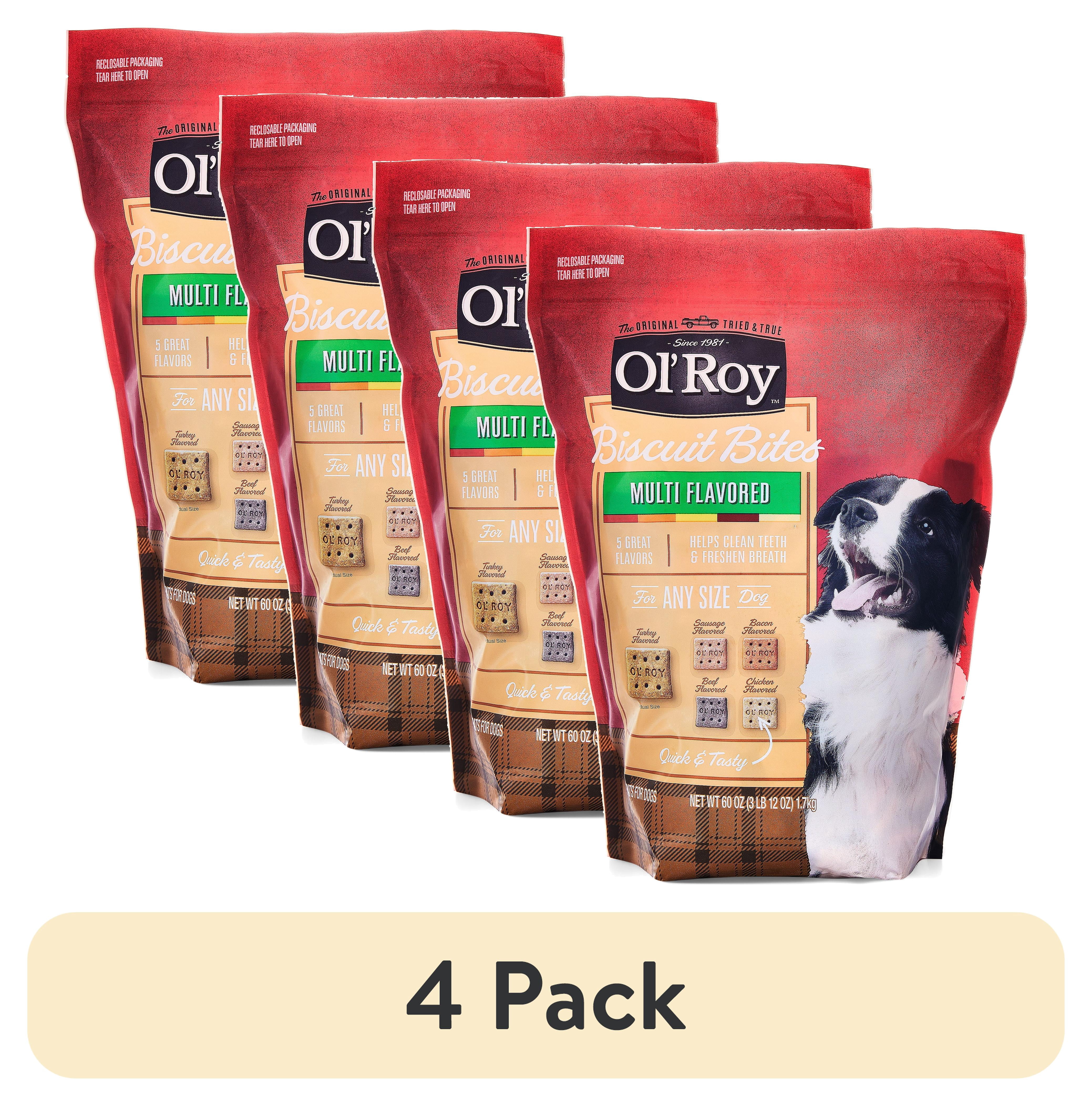 (4 pack) Ol' Roy Multi Flavored Snap Biscuits, Dry, 60 oz Pouch
