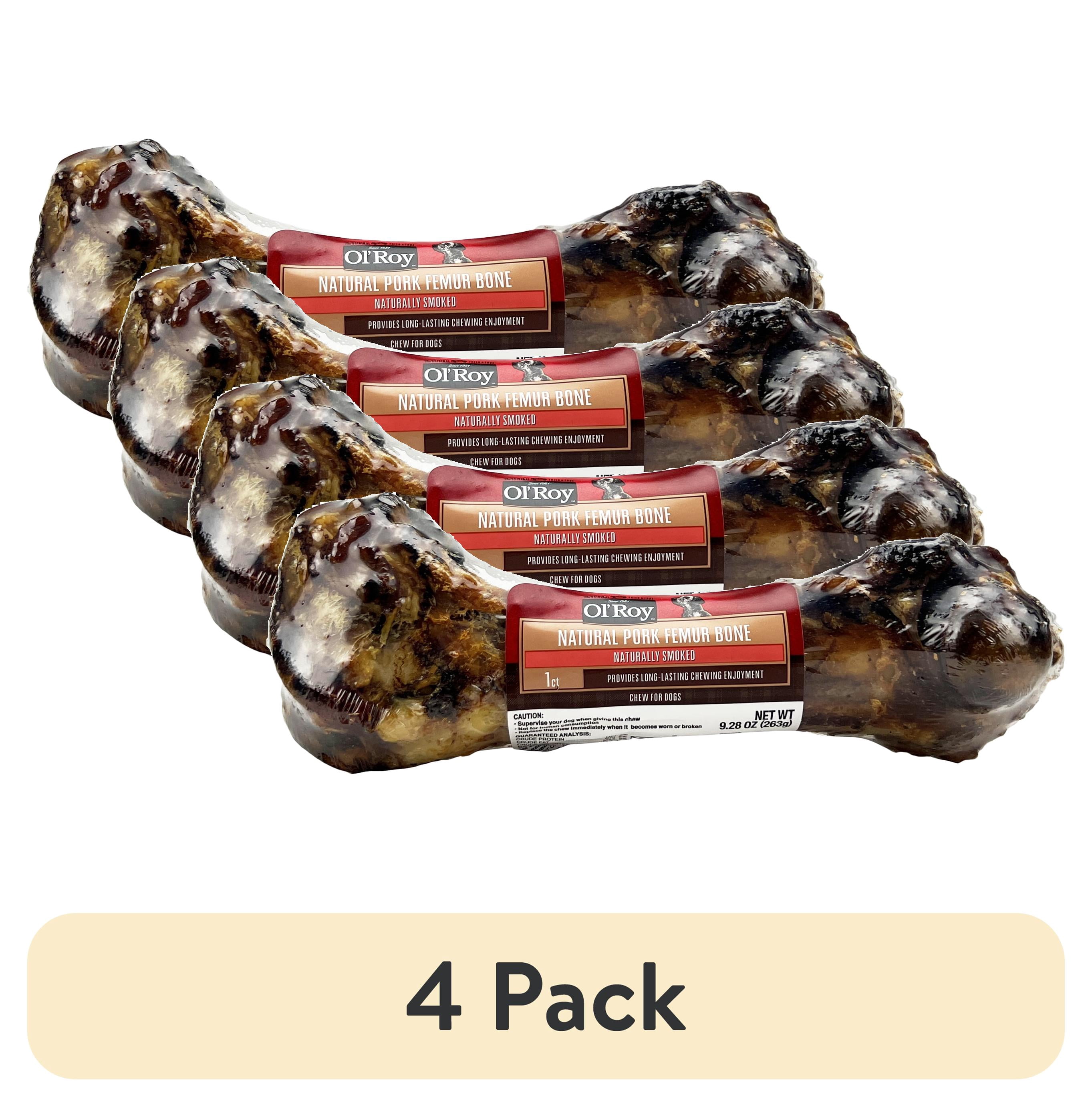 (4 pack) Ol' Roy Natural Pork Femur Chew for Dogs, 9.28 oz