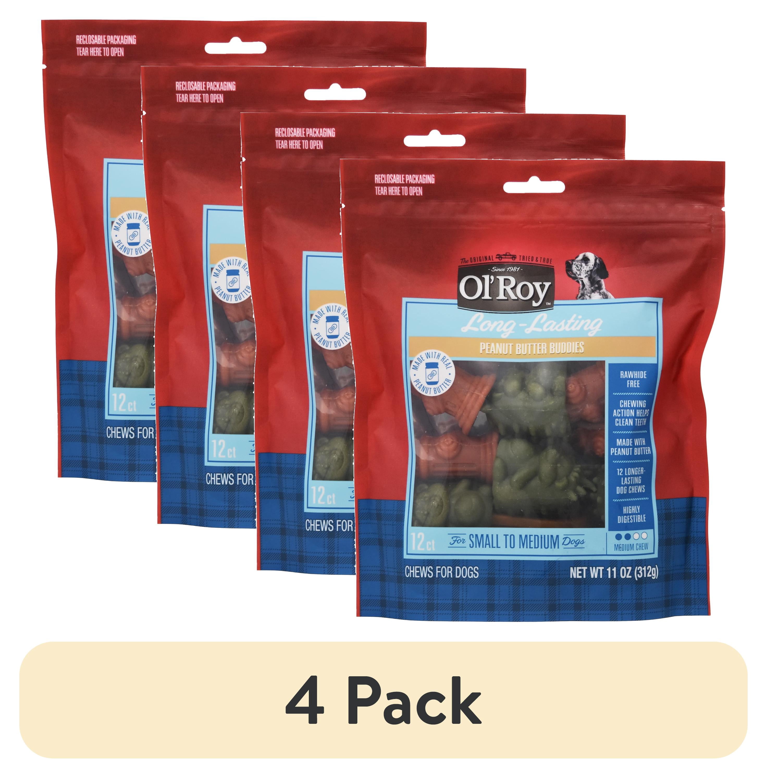 (4 pack) Ol' Roy Peanut Butter Buddies, Chews for Small to Medium Dogs, 11 oz, 12 Count