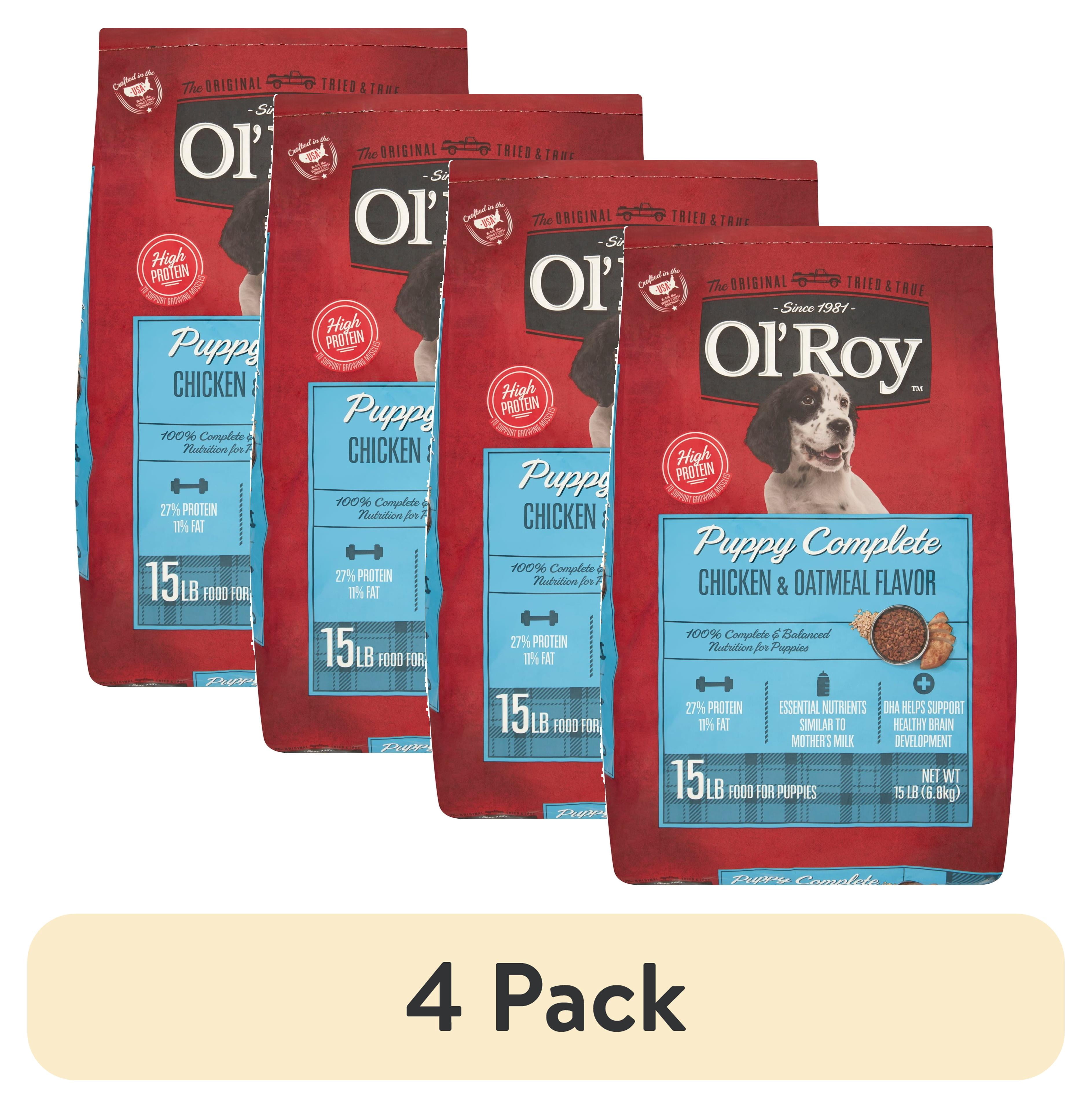 (4 pack) Ol' Roy Puppy Complete Chicken Flavor Dry Food for Puppies, 15 lbs