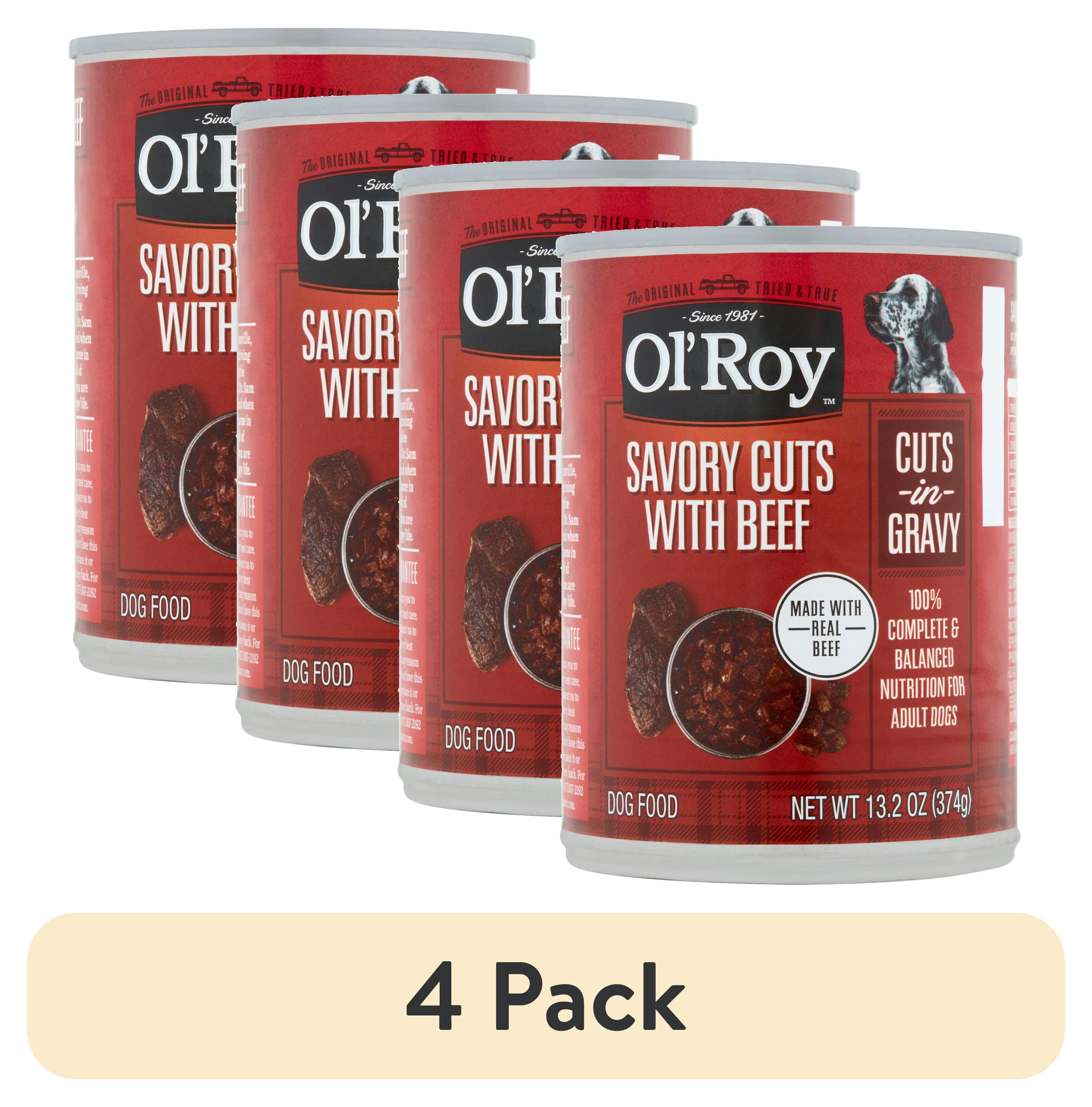 (4 pack) Ol' Roy Savory Cuts with Beef in Gravy Wet Dog Food, 13.2 oz Can