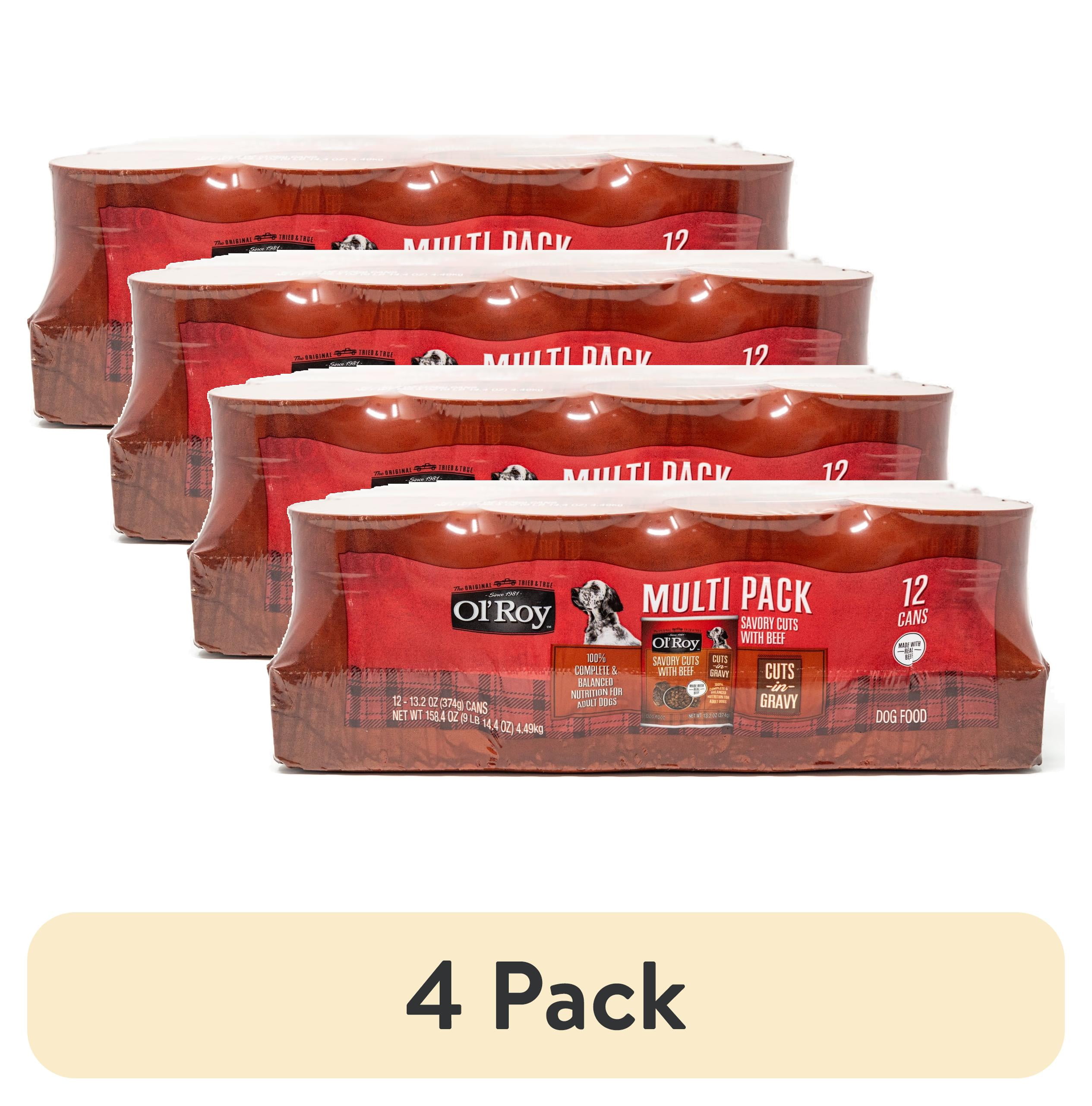 (4 pack) Ol' Roy Savory Cuts with Beef in Gravy Wet Dog Food, 13.2 oz Cans, 12 Count
