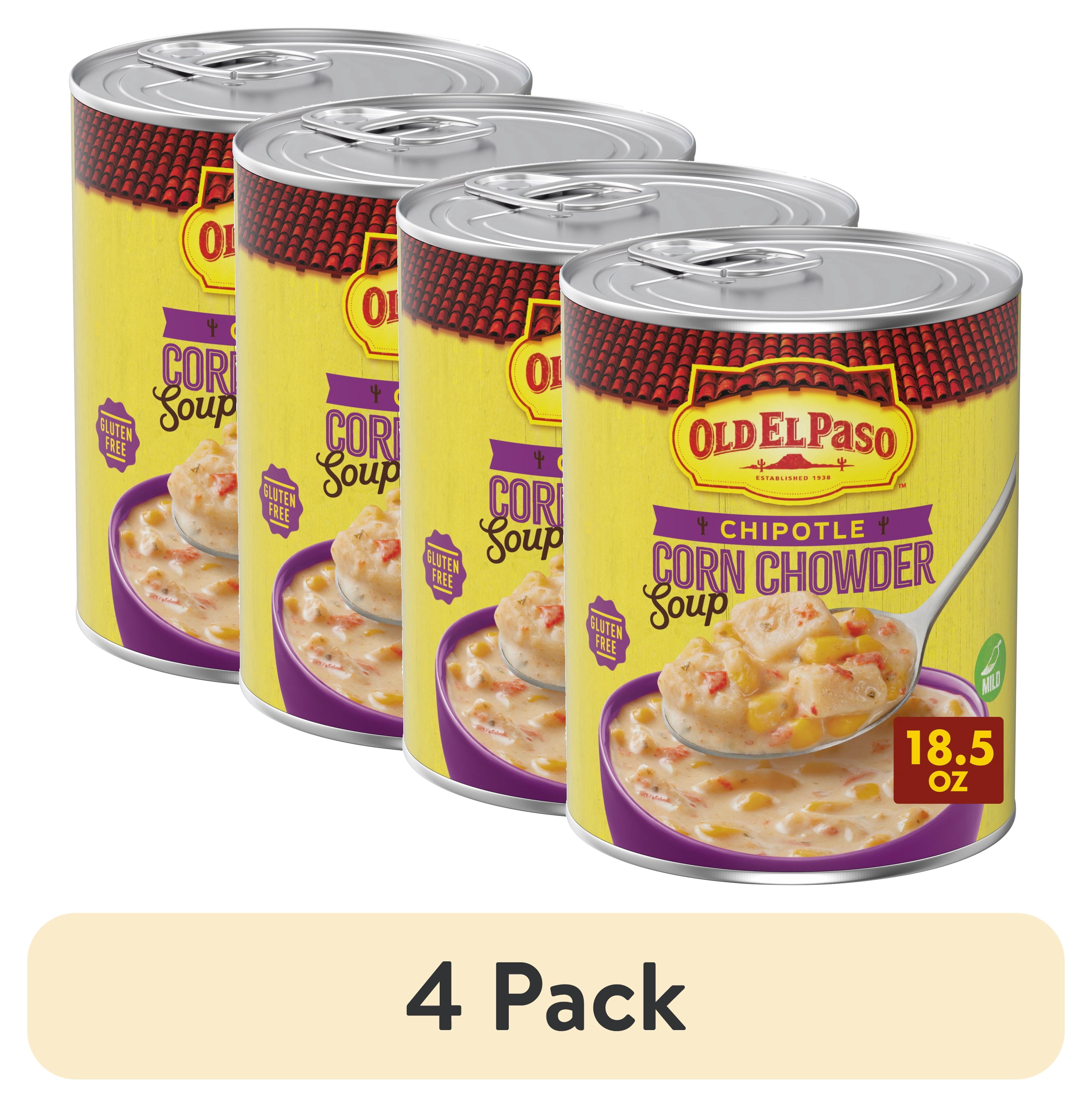 (4 pack) Old El Paso Chipotle Corn Chowder Soup, Ready to Serve Canned Soup, 18.5 oz