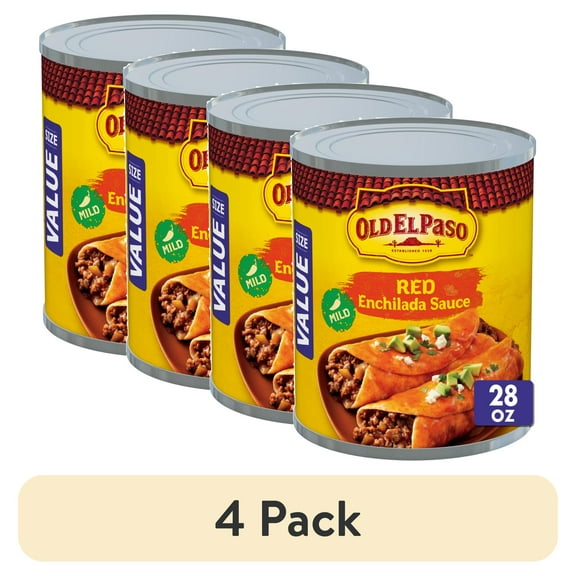 (4 pack) Old El Paso Mild Red Enchilada Sauce, Meal Prep, Value Size, 28 oz
