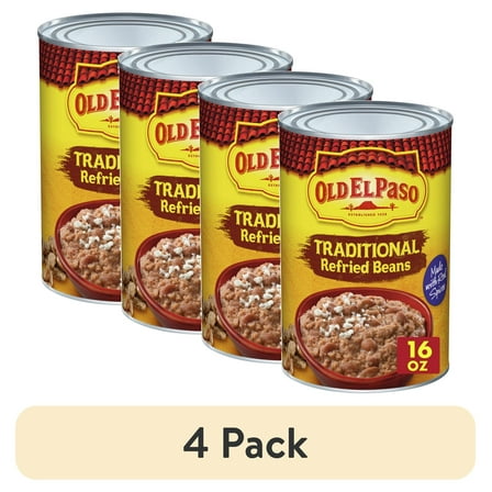(4 pack) Old El Paso Traditional Canned Refried Beans, 1 Can, 16 oz