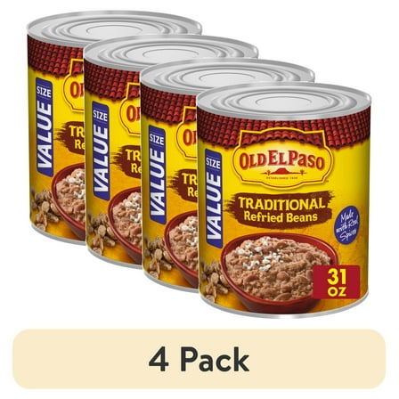 (4 pack) Old El Paso Traditional Refried Beans, Value Size, 31 oz.