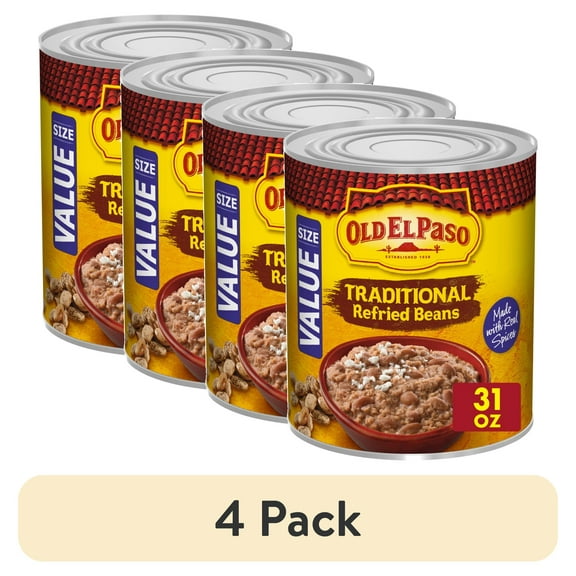 (4 pack) Old El Paso Traditional Refried Beans, Value Size, 31 oz.