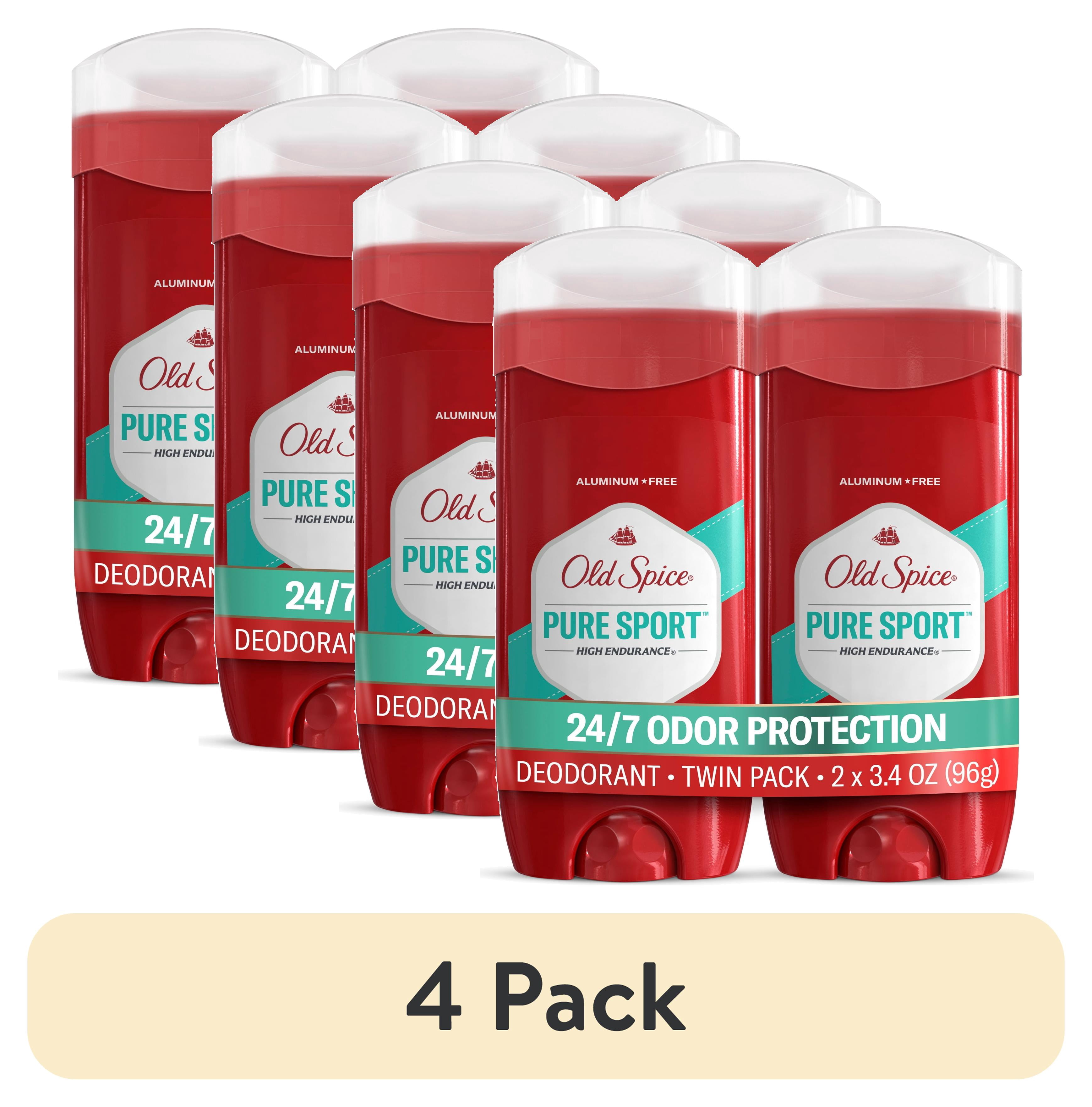 (4 pack) Old Spice Deodorant for Men, Aluminum Free, Pure Sport, 24/7 Odor Protection, 3.4 oz, 2-Pack