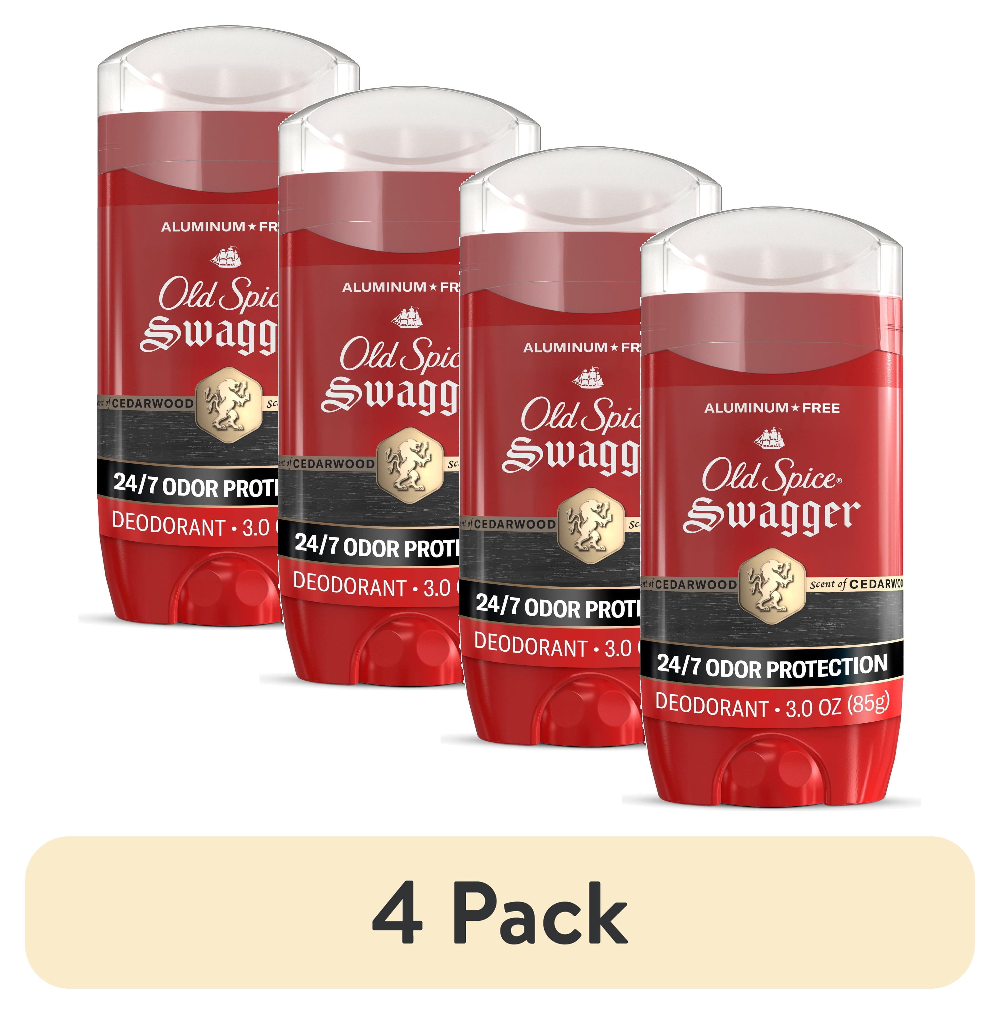 (4 pack) Old Spice Deodorant for Men, Aluminum Free, Swagger, 24/7 Odor Protection, 3.0 oz