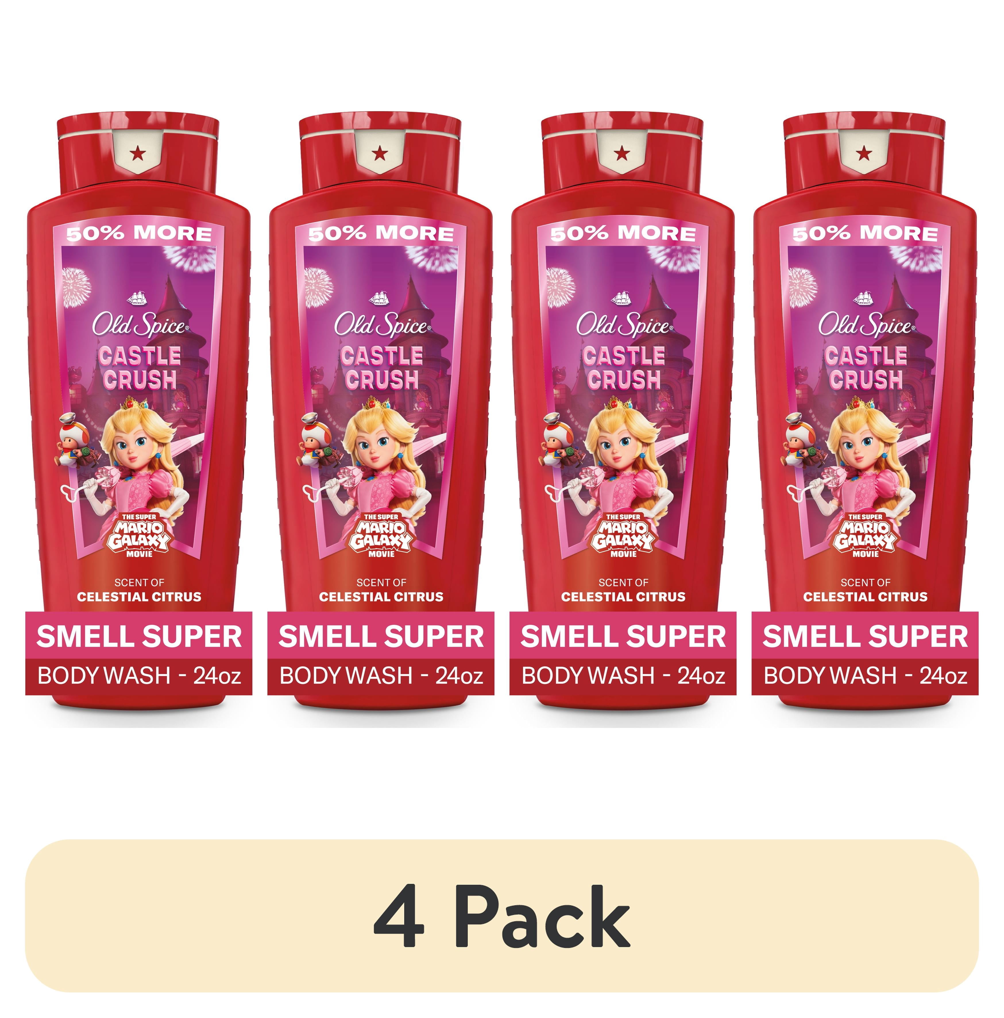 (4 pack) Old Spice Body Wash for Men, Castle Crush, Scent of Celestial Citrus, Old Spice x The Super Mario Galaxy Movie, 24 fl oz