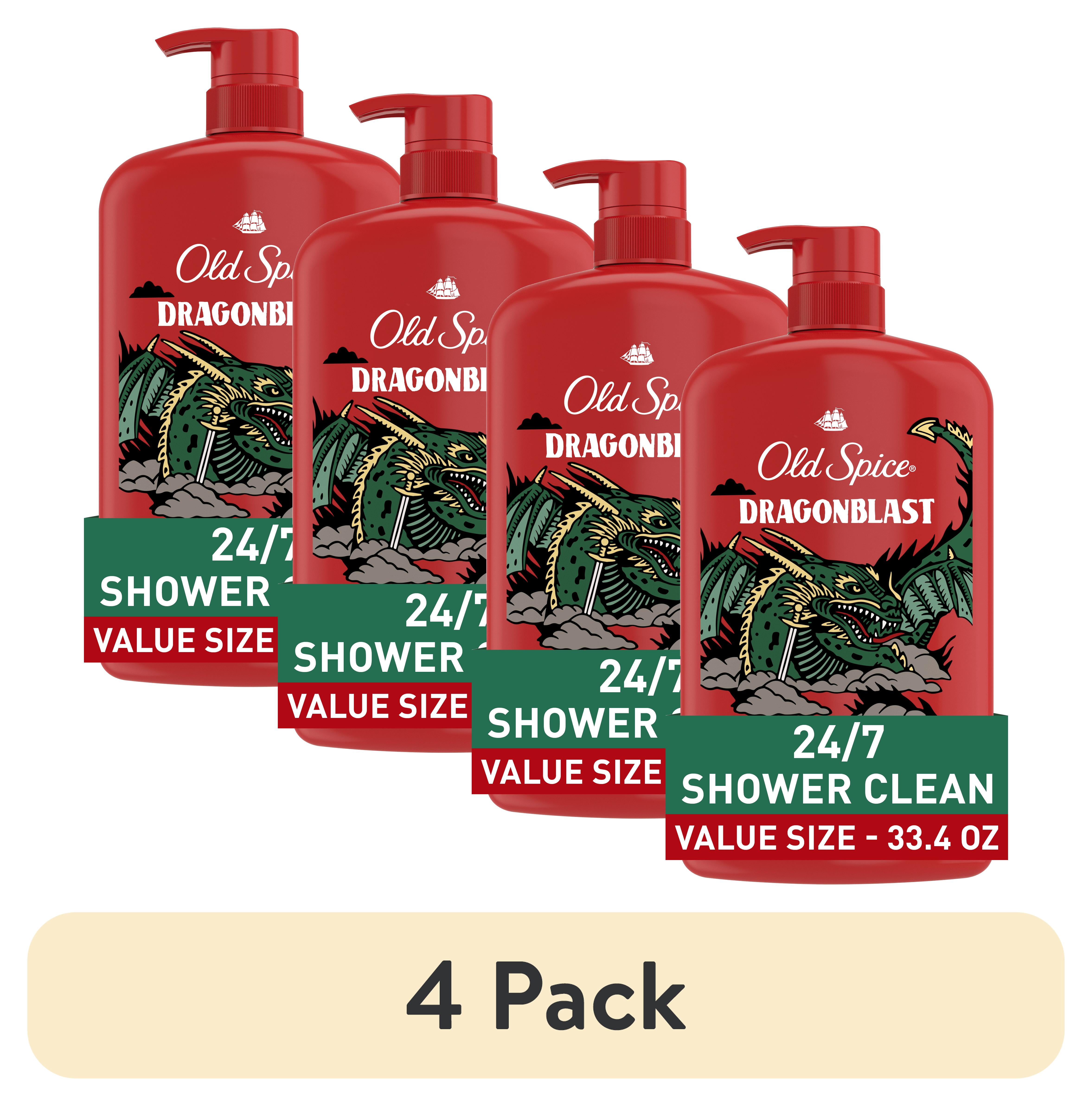 (4 pack) Old Spice Body Wash for Men, Dragonblast, Long Lasting Lather, All Skin Types, 33.4 oz