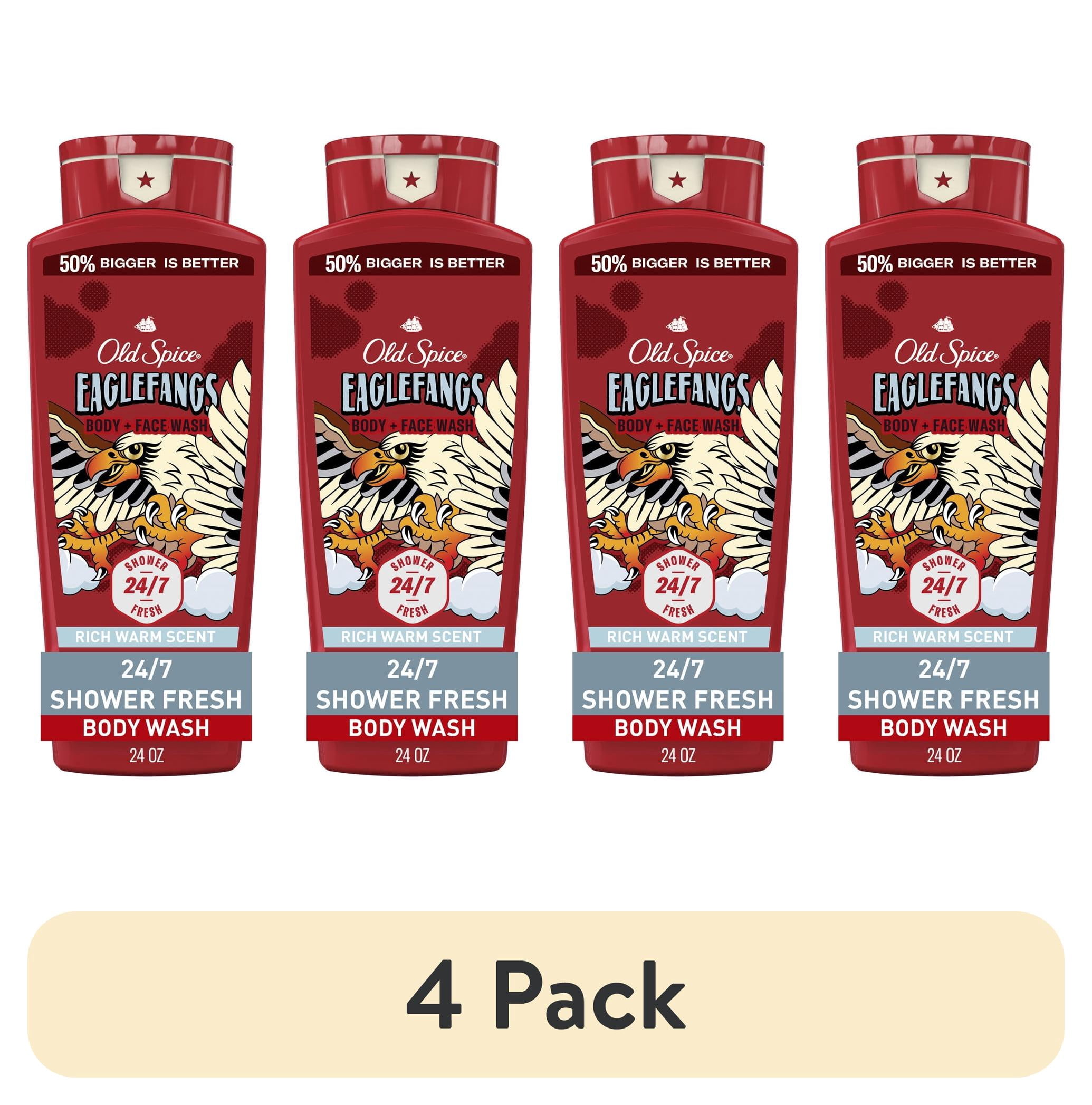 (4 pack) Old Spice Body Wash for Men, Eaglefangs, Long Lasting Lather, 24 fl oz
