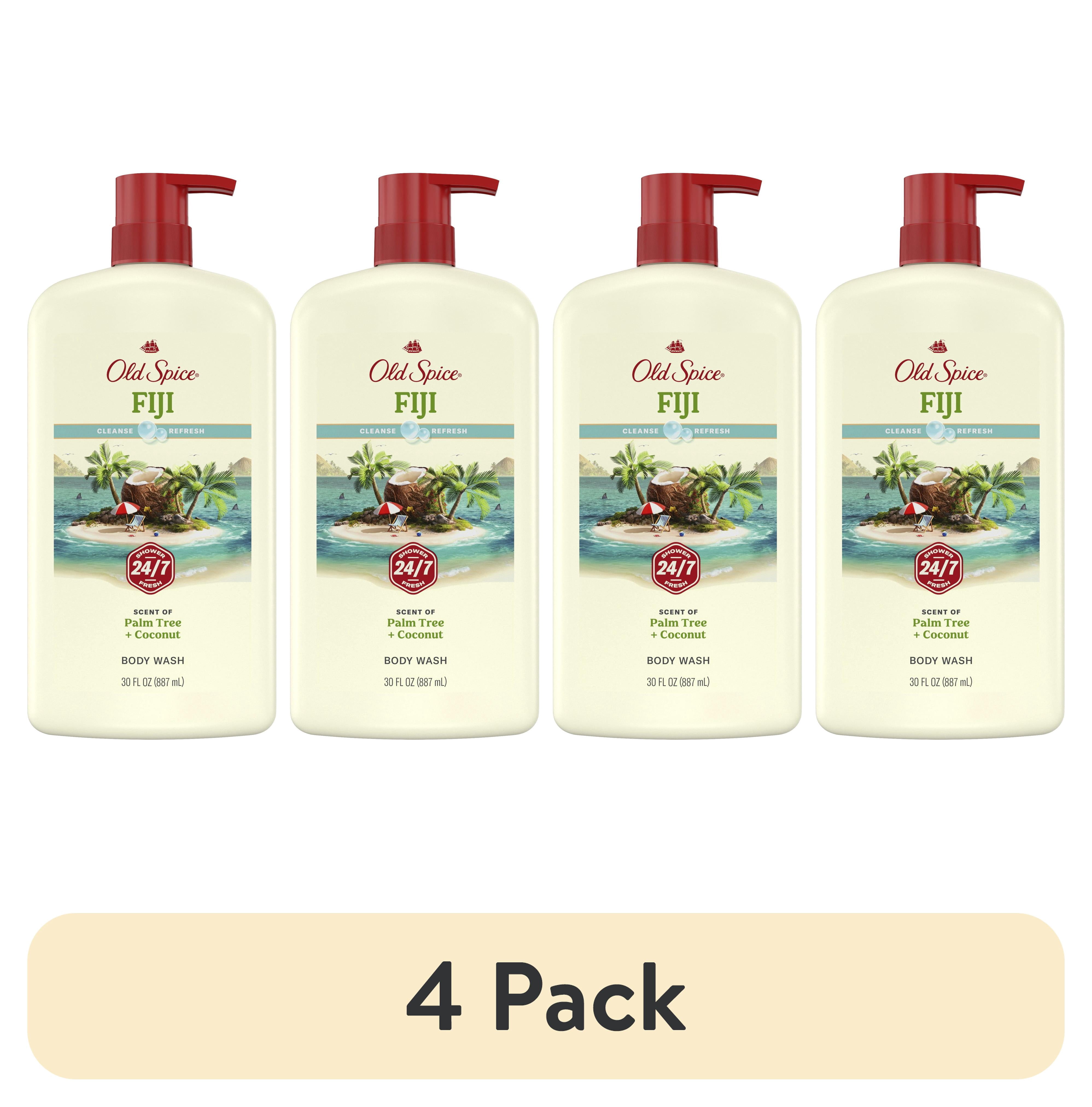 (4 pack) Old Spice Body Wash for Men, 24/7 Shower Fresh, Fiji with Palm Tree, 30 fl oz