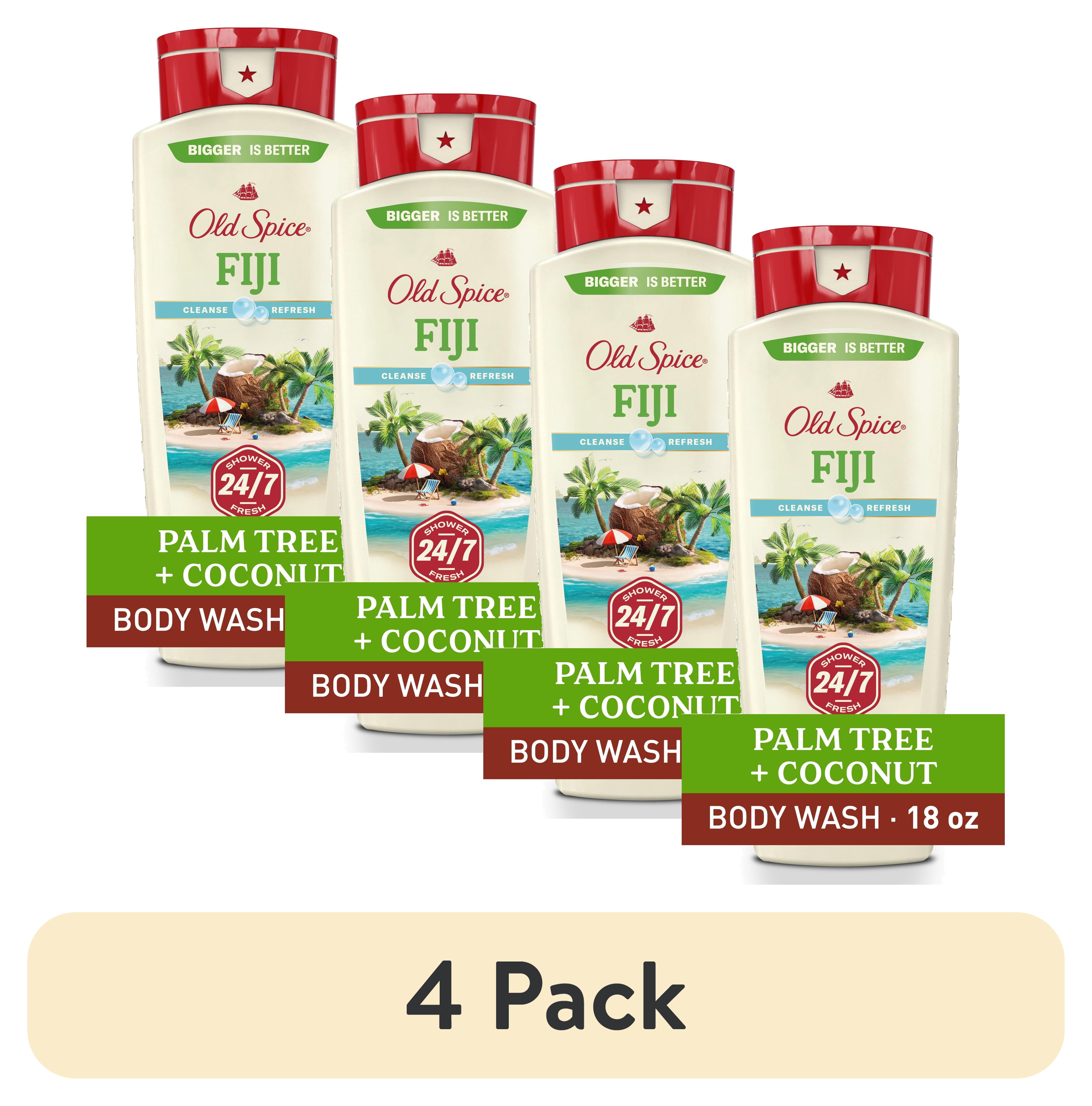 (4 pack) Old Spice Body Wash for Men Fiji with Palm Tree Scent, 18 fl oz