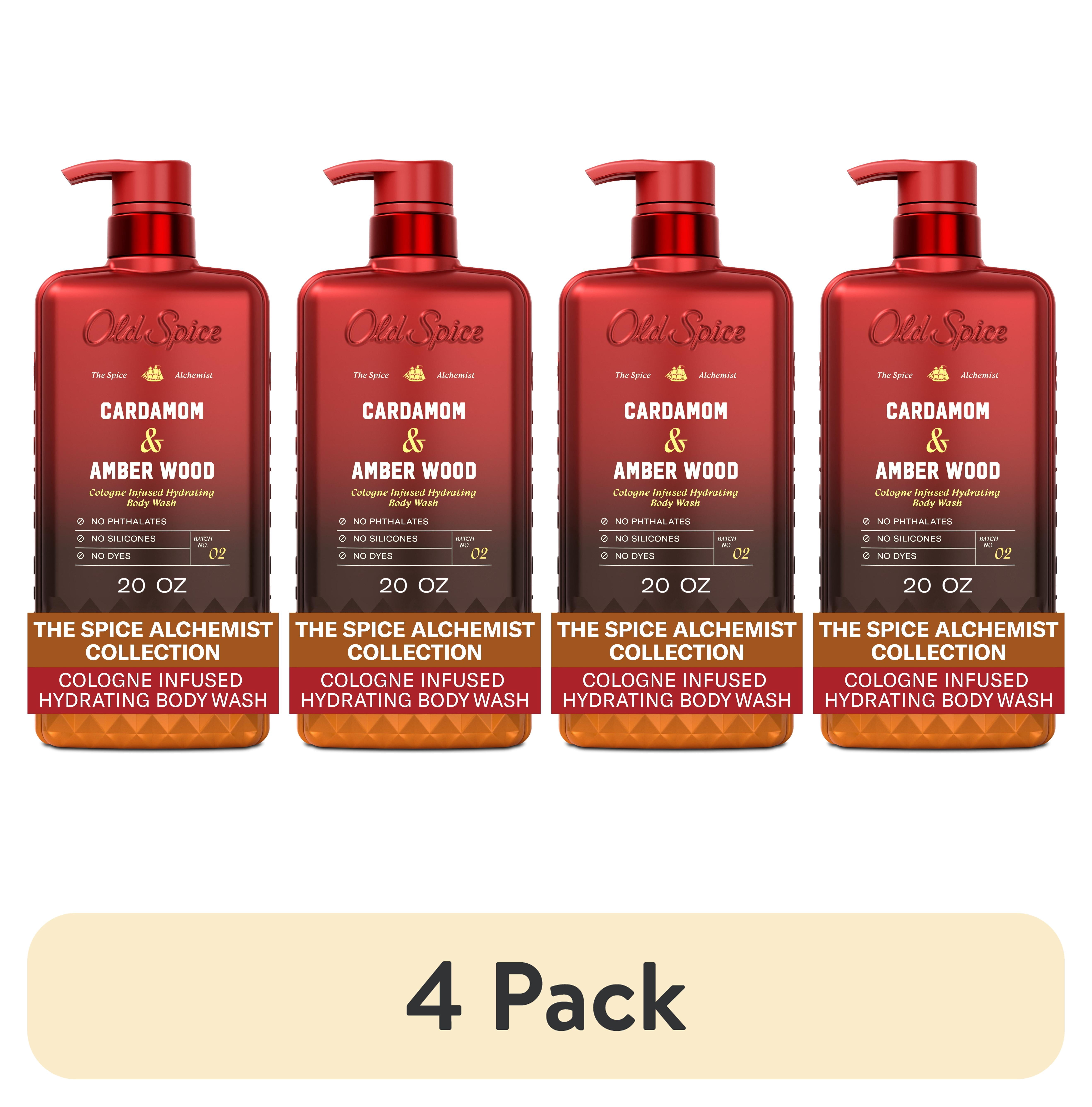 (4 pack) Old Spice Body Wash, The Spice Alchemist Collection, Cardamom and Amber Wood, 20 fl oz