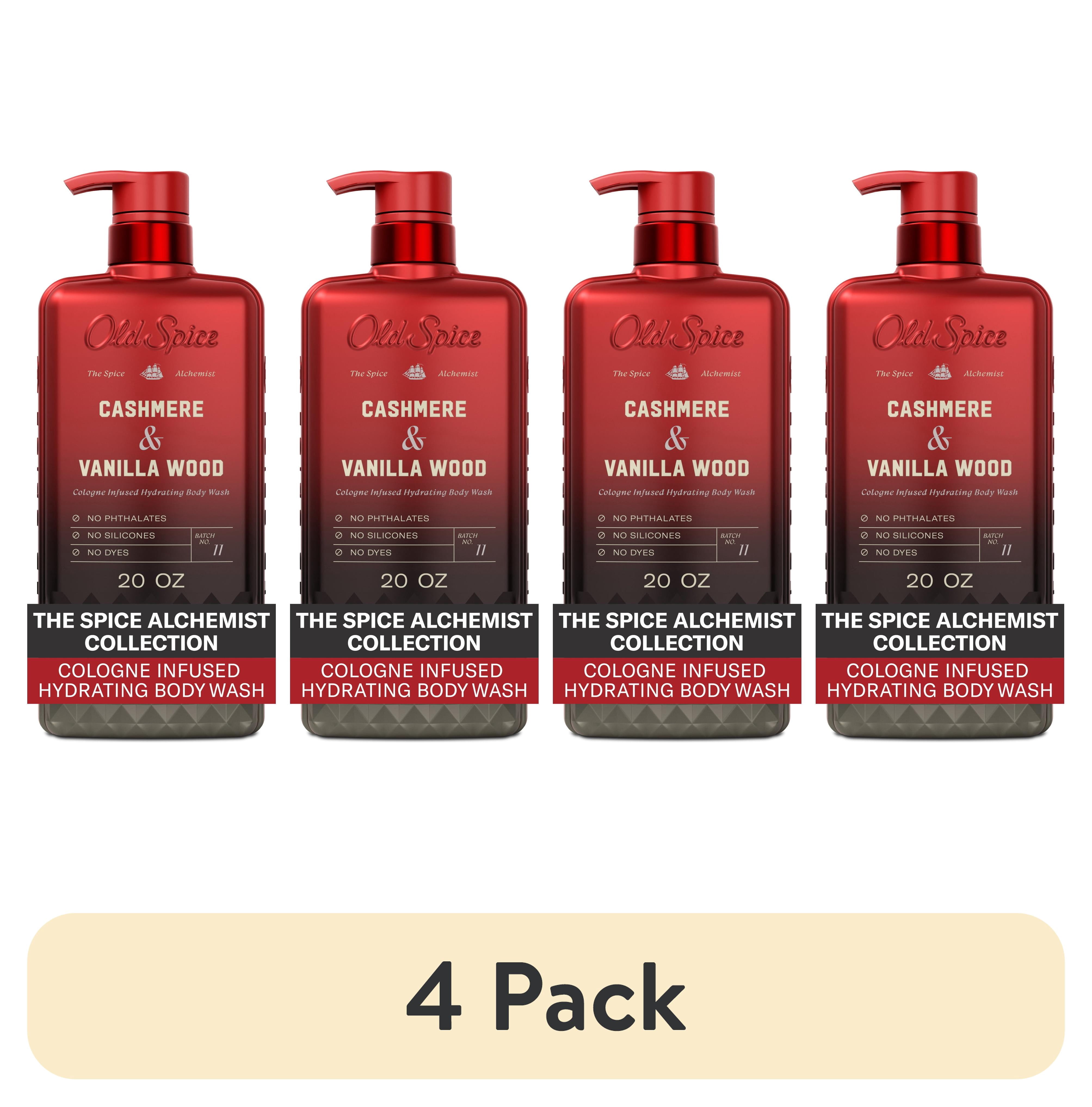 (4 pack) Old Spice Body Wash for Men, The Spice Alchemist Collection, Cashmere and Vanilla Wood, 20oz