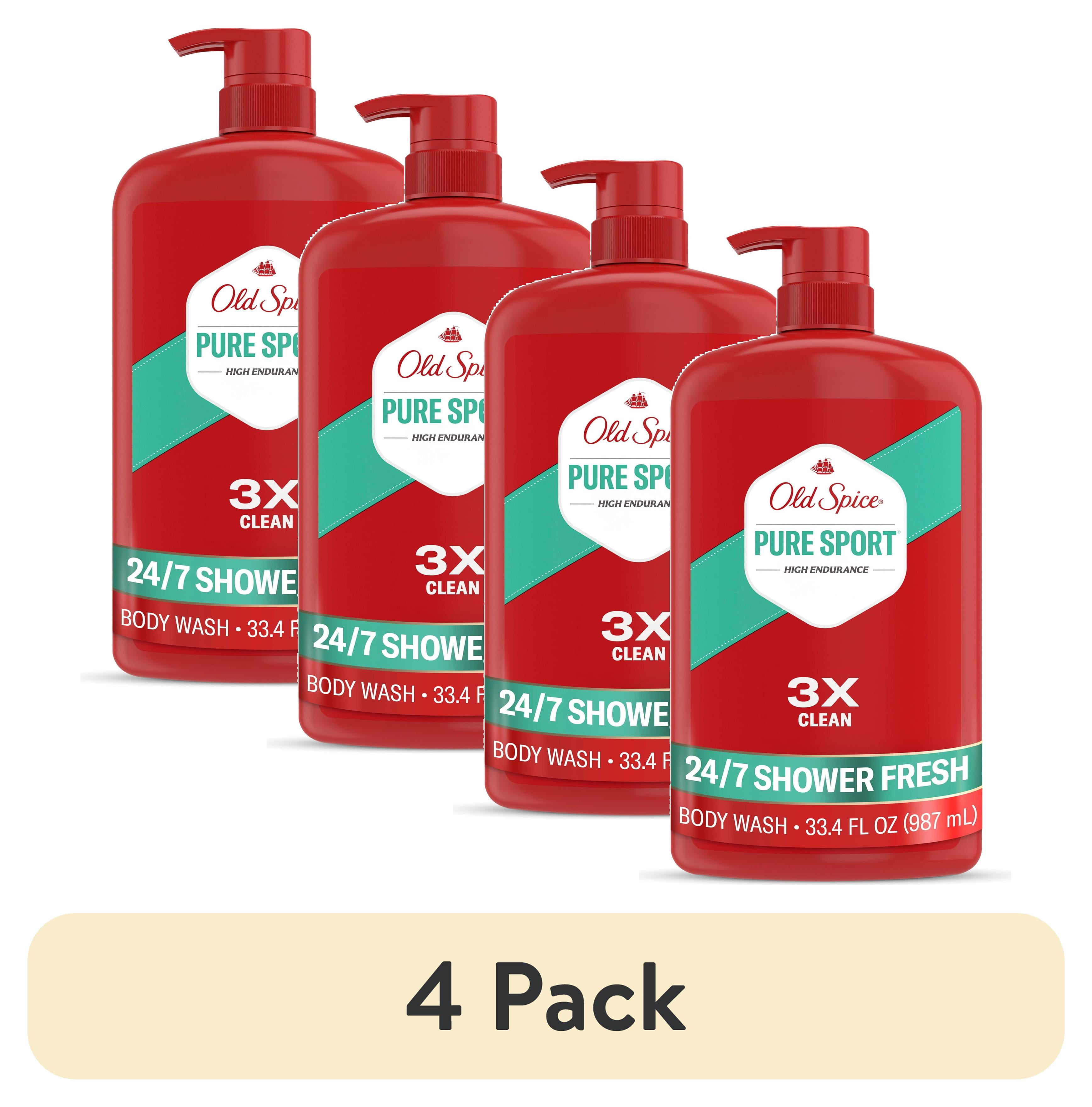 (4 pack) Old Spice Body Wash for Men, Pure Sport, 24/7 Shower Fresh, 33.4 fl oz
