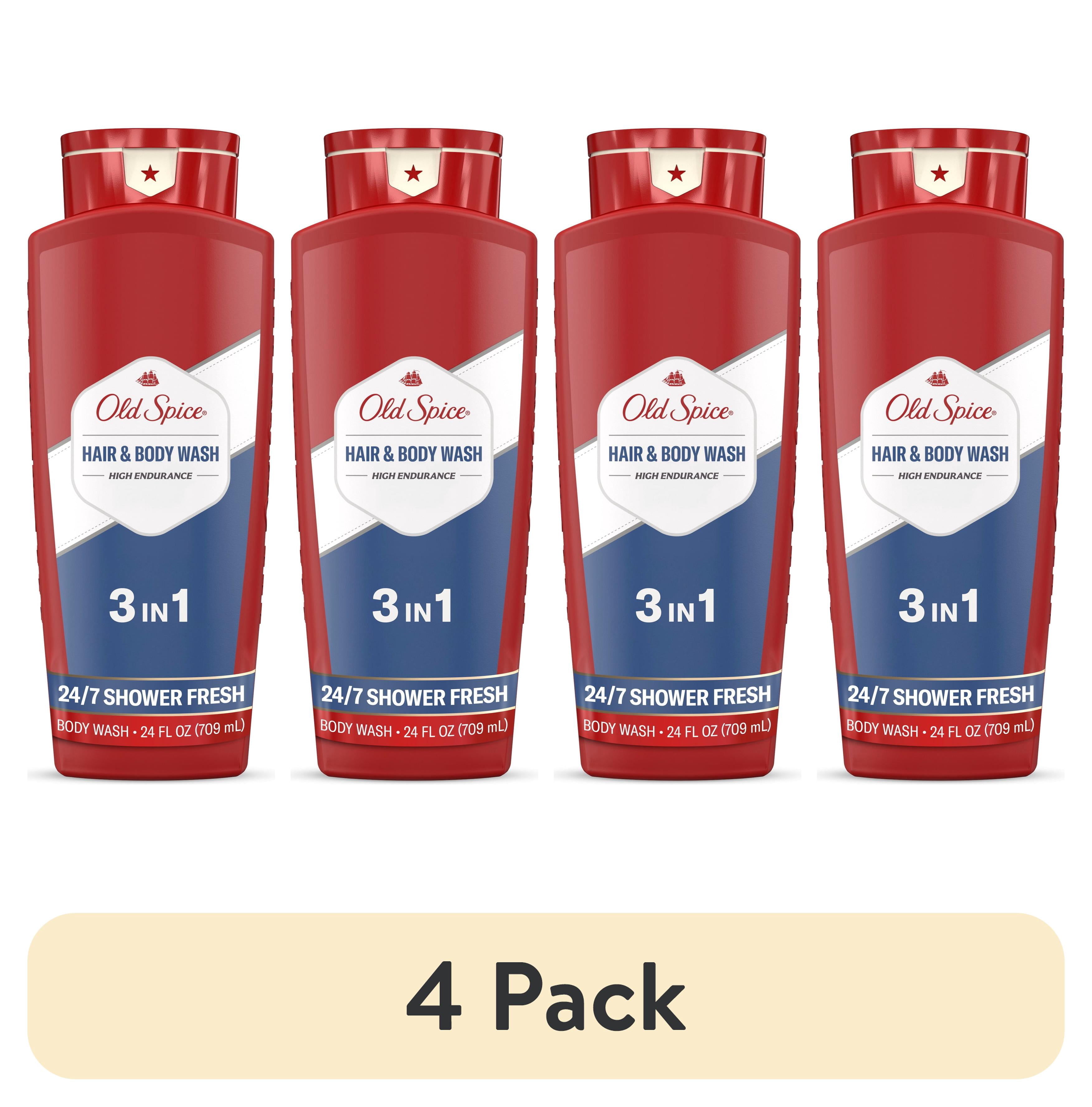 (4 pack) Old Spice Hair & Body Wash w/ Conditioner for Men, Crisp, 24/7 Shower Fresh, 24 fl oz