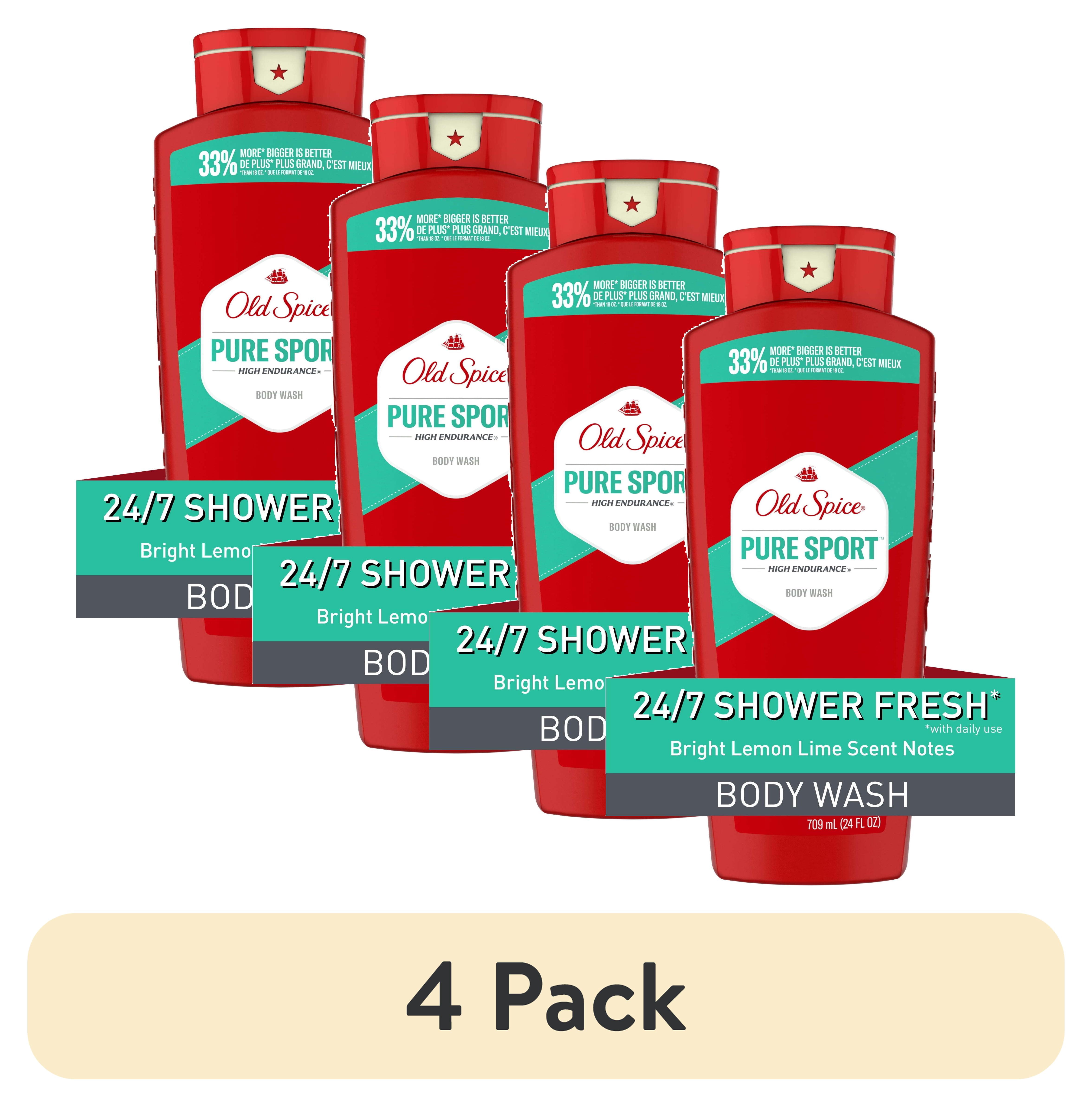 (4 pack) Old Spice High Endurance Men's Body Wash, Pure Sport Scent, 24 fl oz