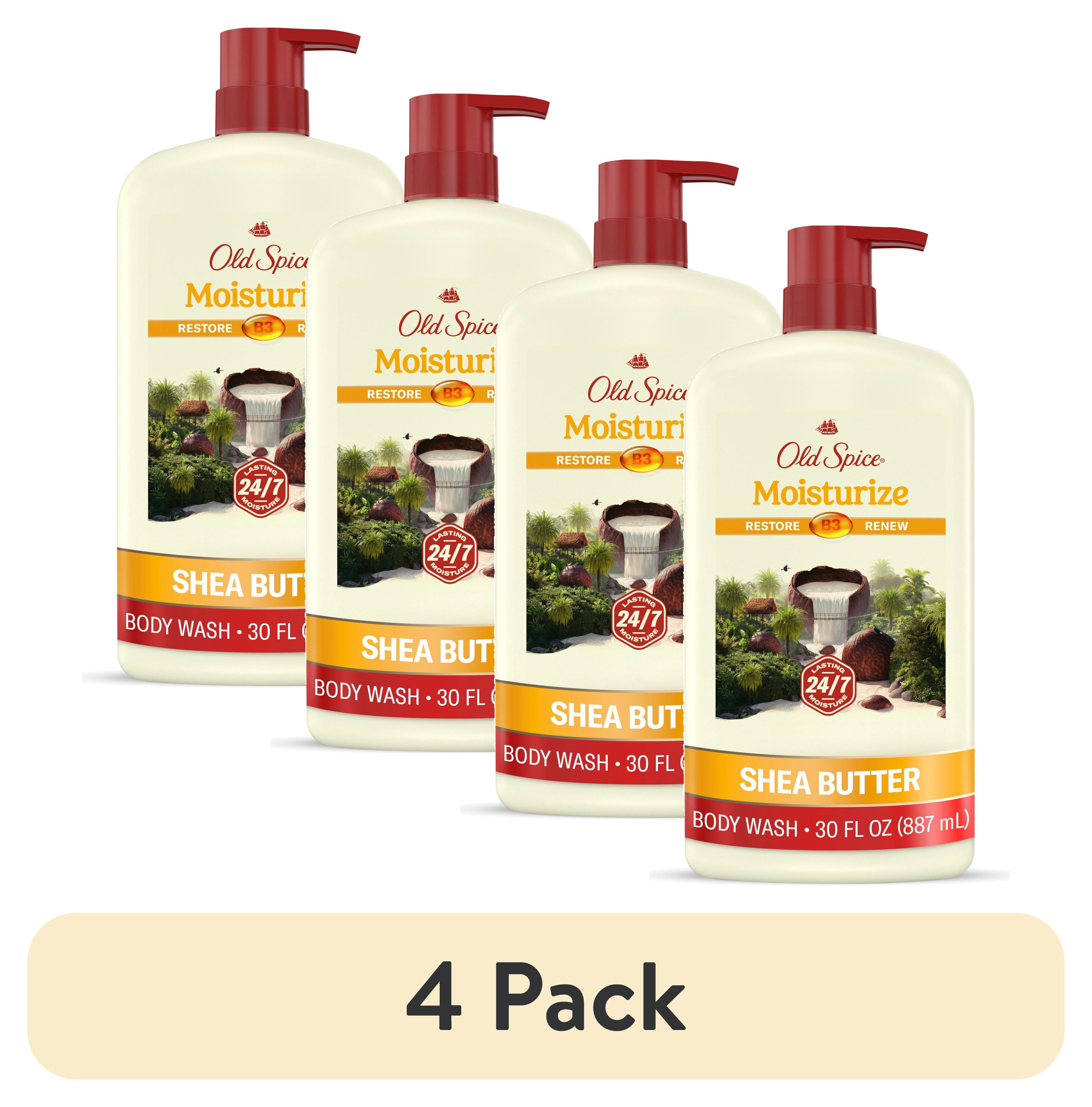 (4 pack) Old Spice Men's Body Wash, 24/7 Moisturization, Shea Butter, 30 fl oz