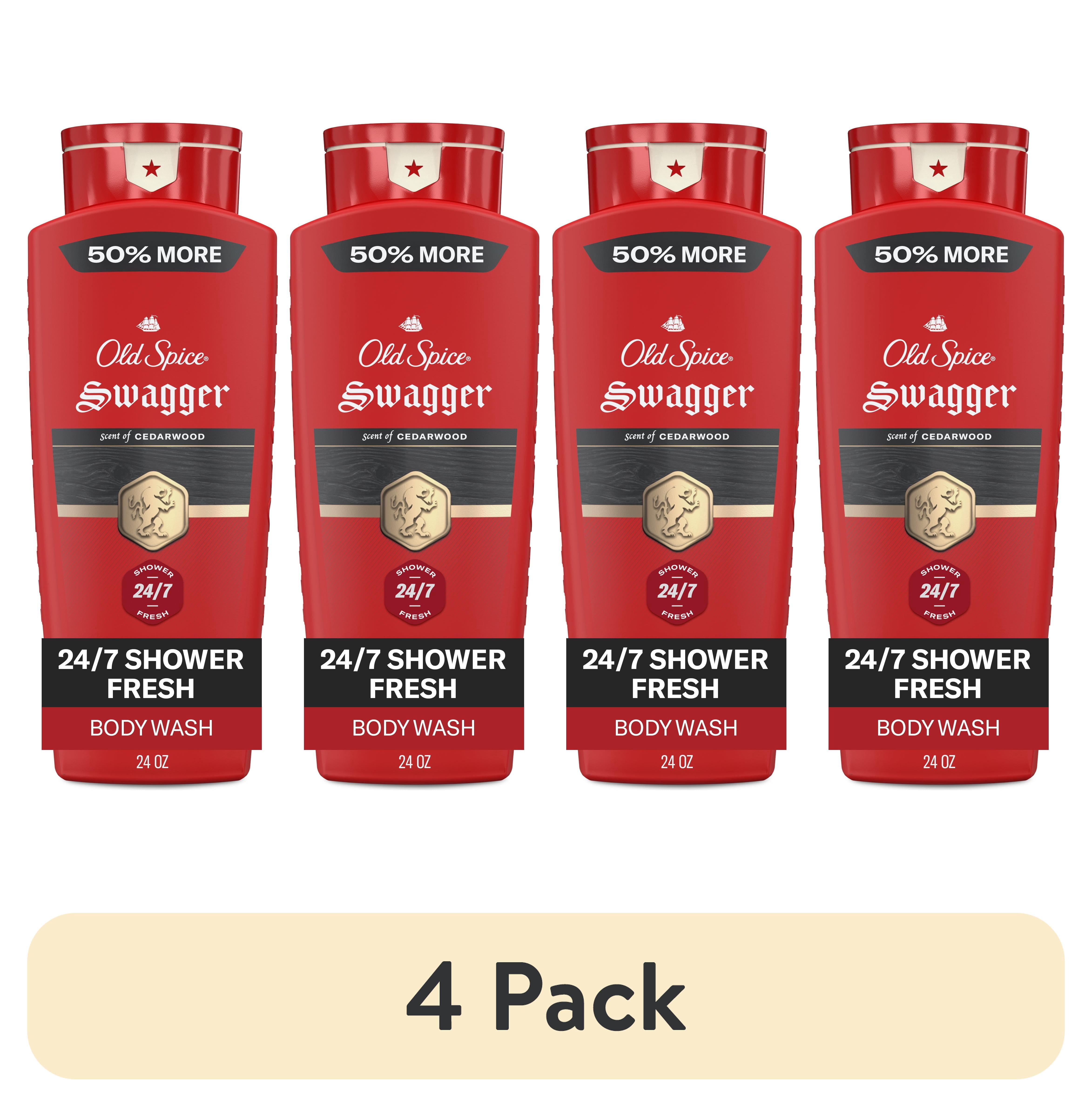 (4 pack) Old Spice Men's Body Wash, Swagger Cedarwood Scent, 24 fl oz
