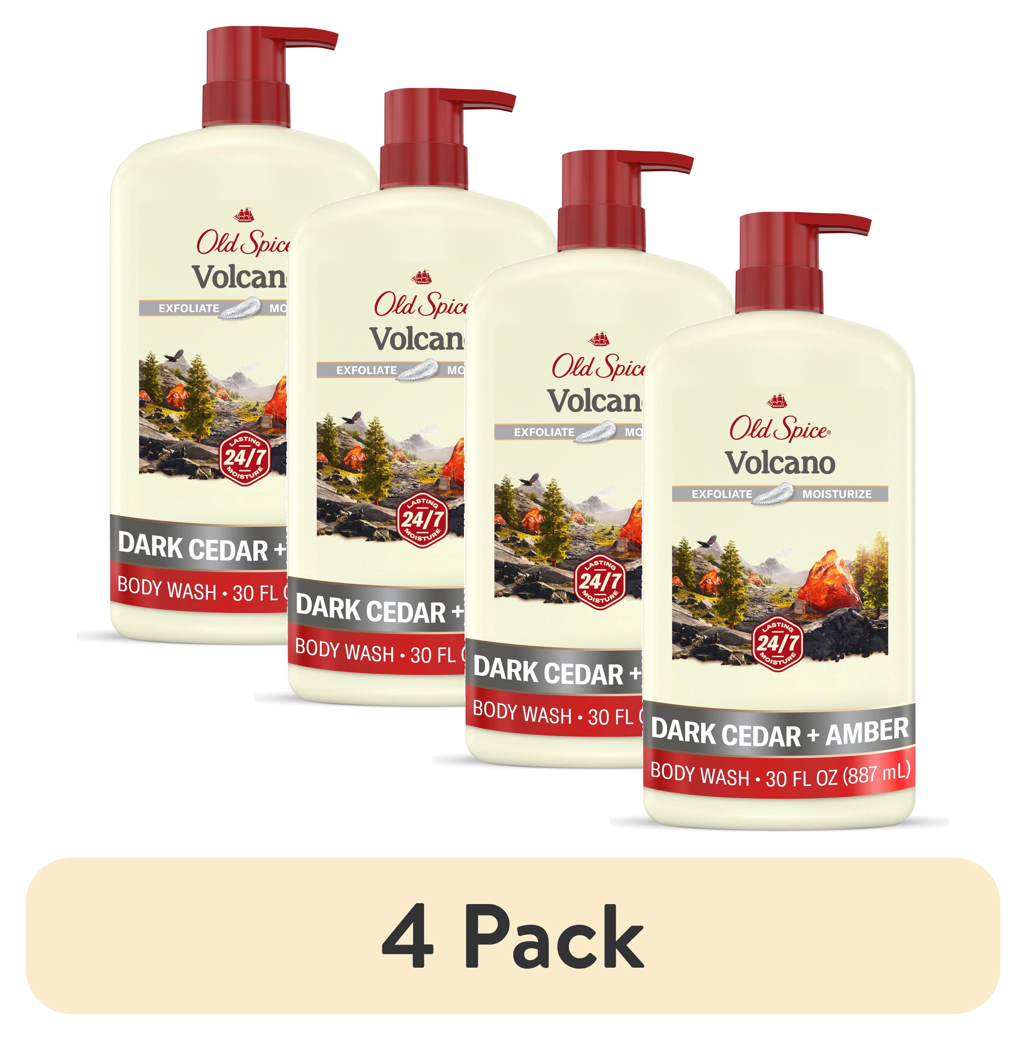 (4 pack) Old Spice Men's Body Wash for Men, Volcano Scent, 24/7 Shower Fresh, Exfoliation, 30 fl oz