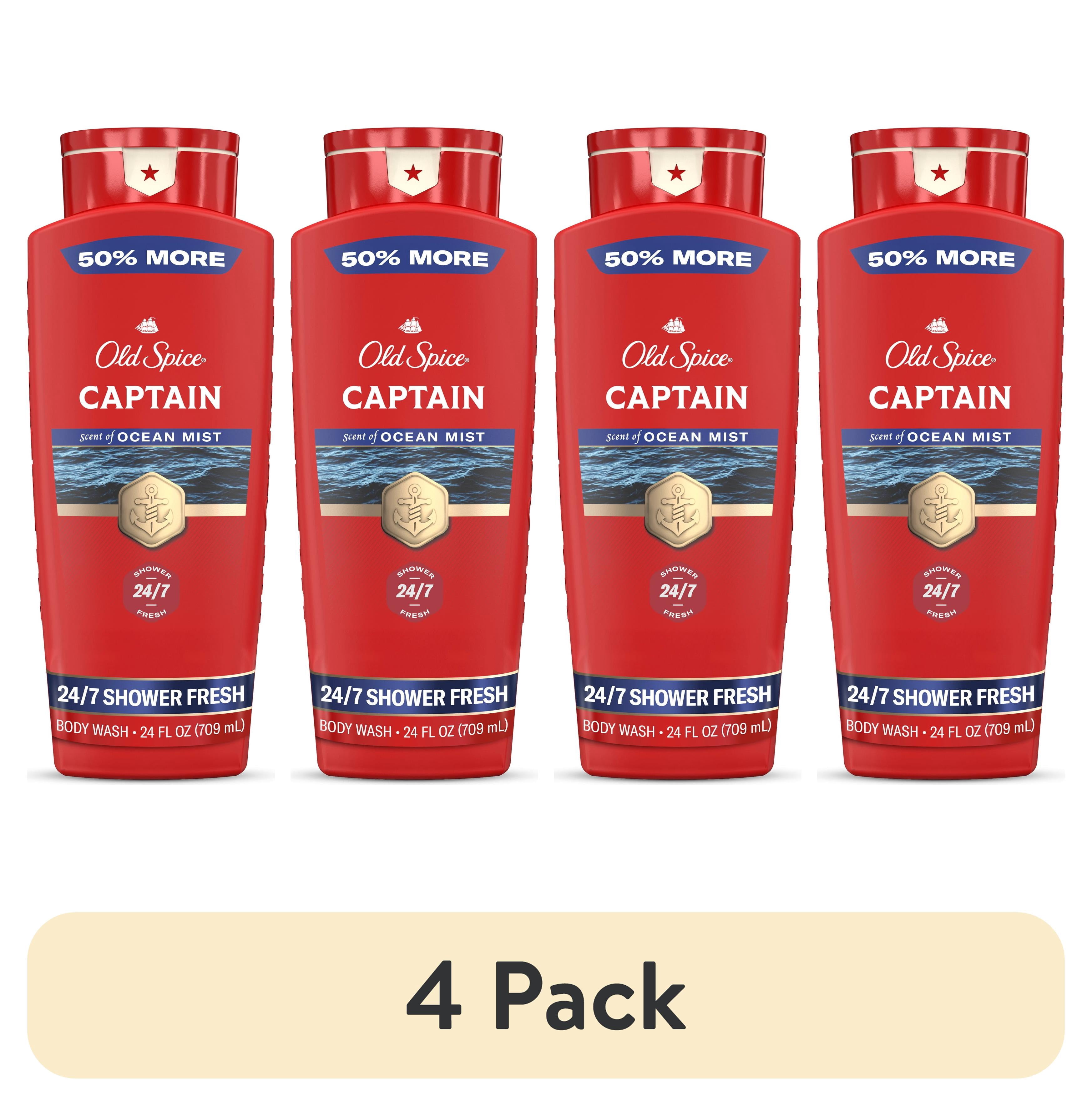 (4 pack) Old Spice Body Wash for Men, Captain Bergamot, 24/7 Shower Fresh, 24 fl oz