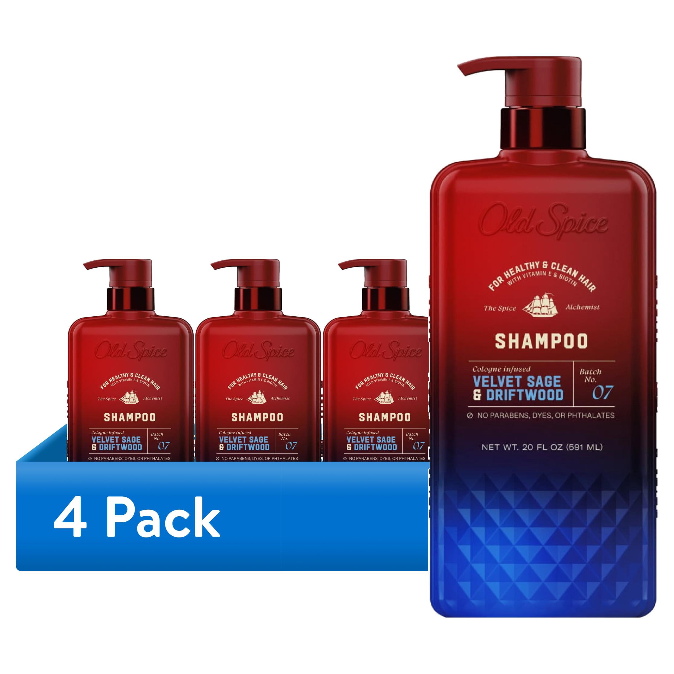 (4 pack) Old Spice Mens Shampoo, The Spice Alchemist Collection, Velvet Sage & Driftwood, 20 fl oz