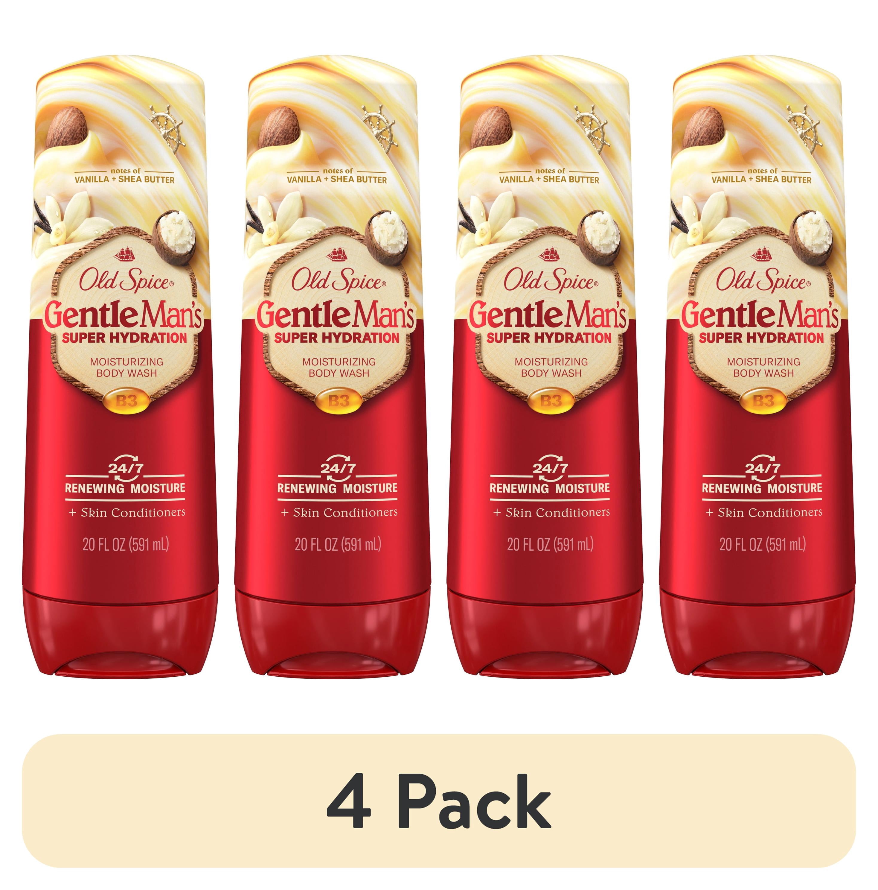 (4 pack) Old Spice Body Wash for Men, Super Hydration, Gentleman's Blend Vanilla + Shea, 20 fl oz