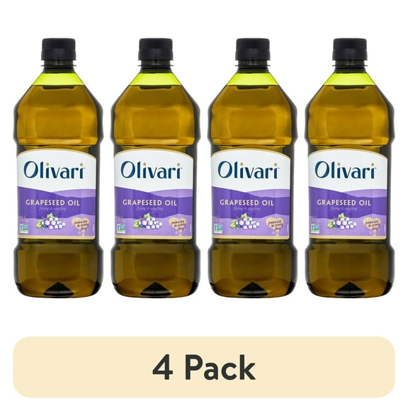 (4 pack) Olivari Grapeseed Oil for Frying and Sauteing, 51 fl oz Plastic Bottle