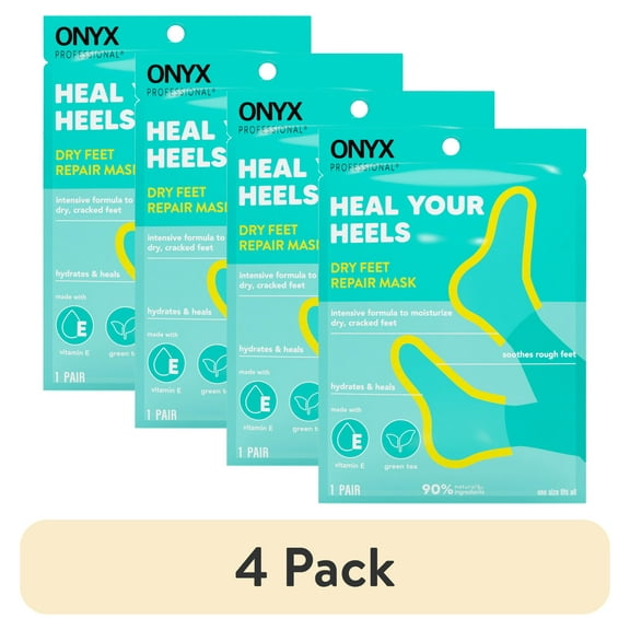 (4 pack) ONYX Professional Intensive Care Moisturizing Booties, Hydrating Foot Mask to Repair Dry, Cracked Feet, 1 Pair