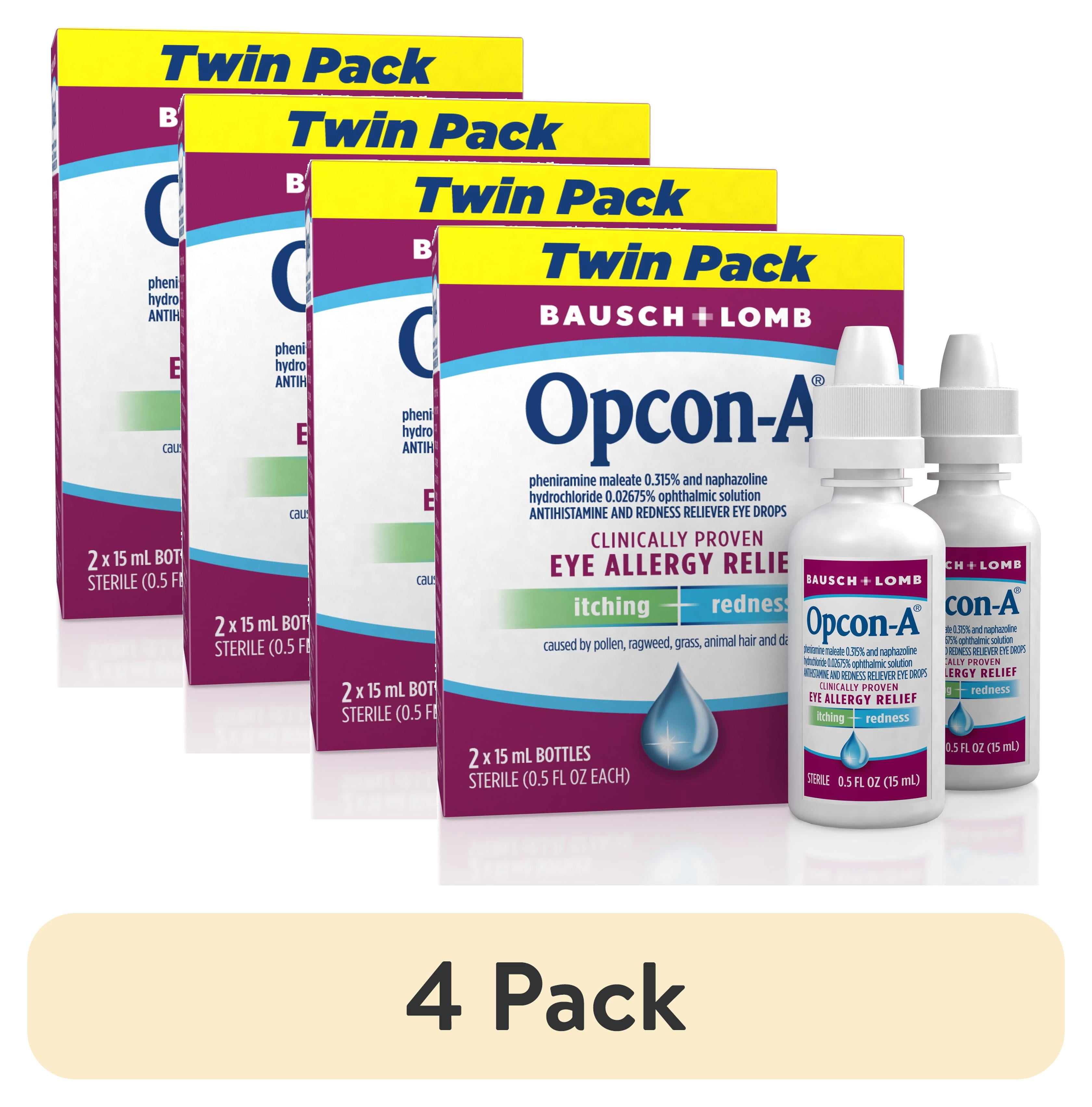 (4 pack) Opcon-A Eye Allergy Relief Drops for Itchy Red Eye Relief with Antihistamine & Redness Reliever, 0.5 fl oz, 2 Pack