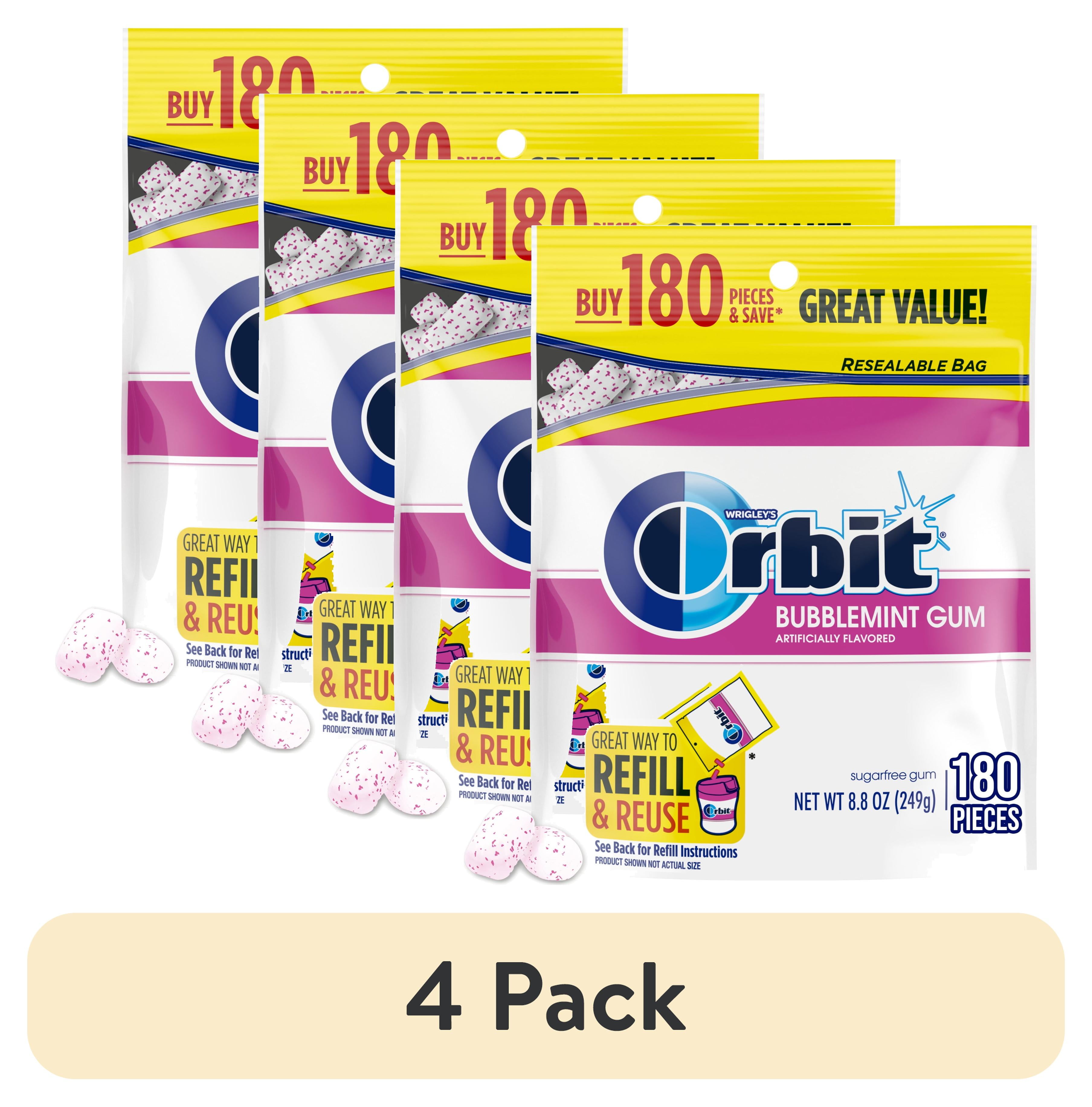 (4 pack) Orbit Bubblemint Sugar Free Chewing Gum, Value Pack - 180 Ct Bag
