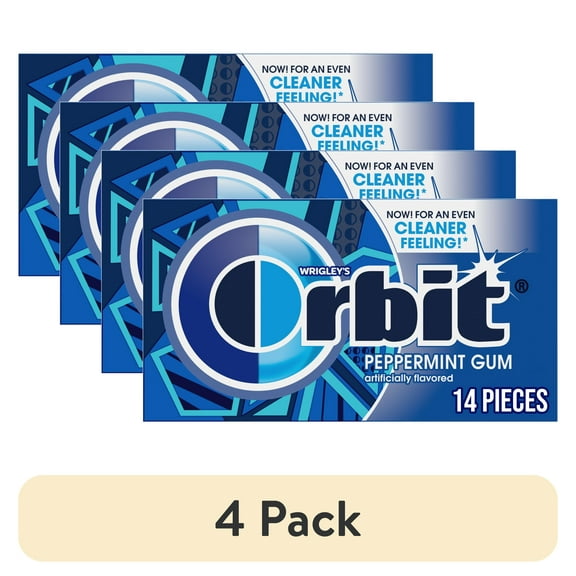 (4 pack) Orbit Gum Peppermint Sugar Free Chewing Gum, Single Pack - 14 Piece