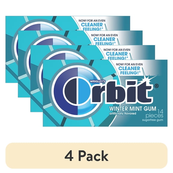 (4 pack) Orbit Gum Wintermint Sugar Free Chewing Gum, Single Pack - 14 Pieces