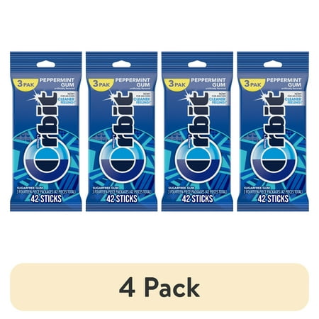 (4 pack) Orbit Peppermint Sugar Free Chewing Gum Travel Essentials - 3 Ct Pack
