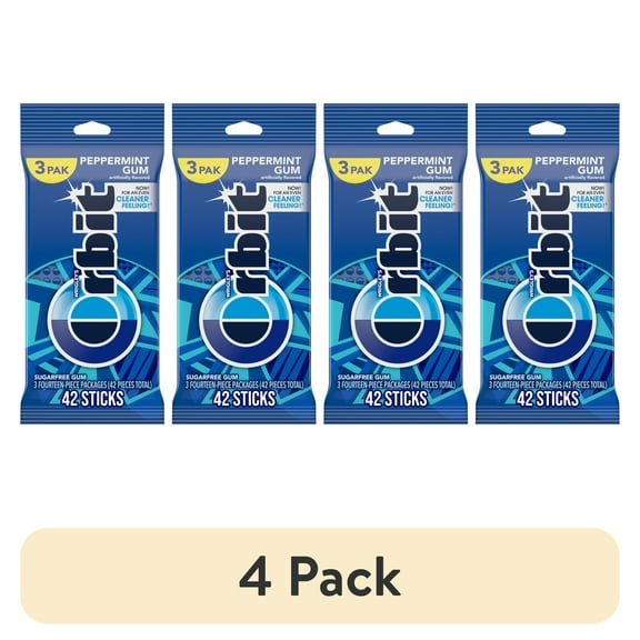 (4 pack) Orbit Peppermint Sugar Free Chewing Gum Travel Essentials - 3 Ct Pack