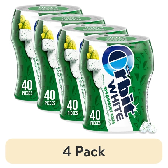 (4 pack) Orbit White Spearmint Sugar Free Chewing Gum - 40 Piece Bottle