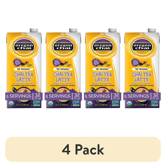 (4 pack) Oregon Chai Original Chai Concentrate, 32 Fluid Ounces (Pack of 1), Organic & Non-GM)