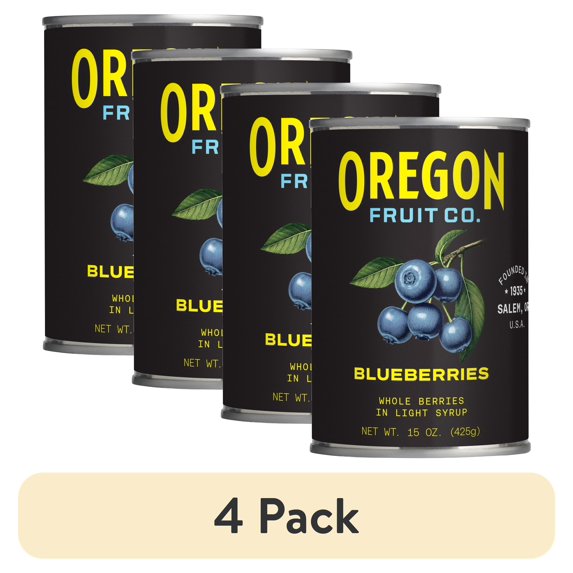 (4 pack) Oregon Fruit Co. Canned Blueberries in Light Syrup, 15 oz Can