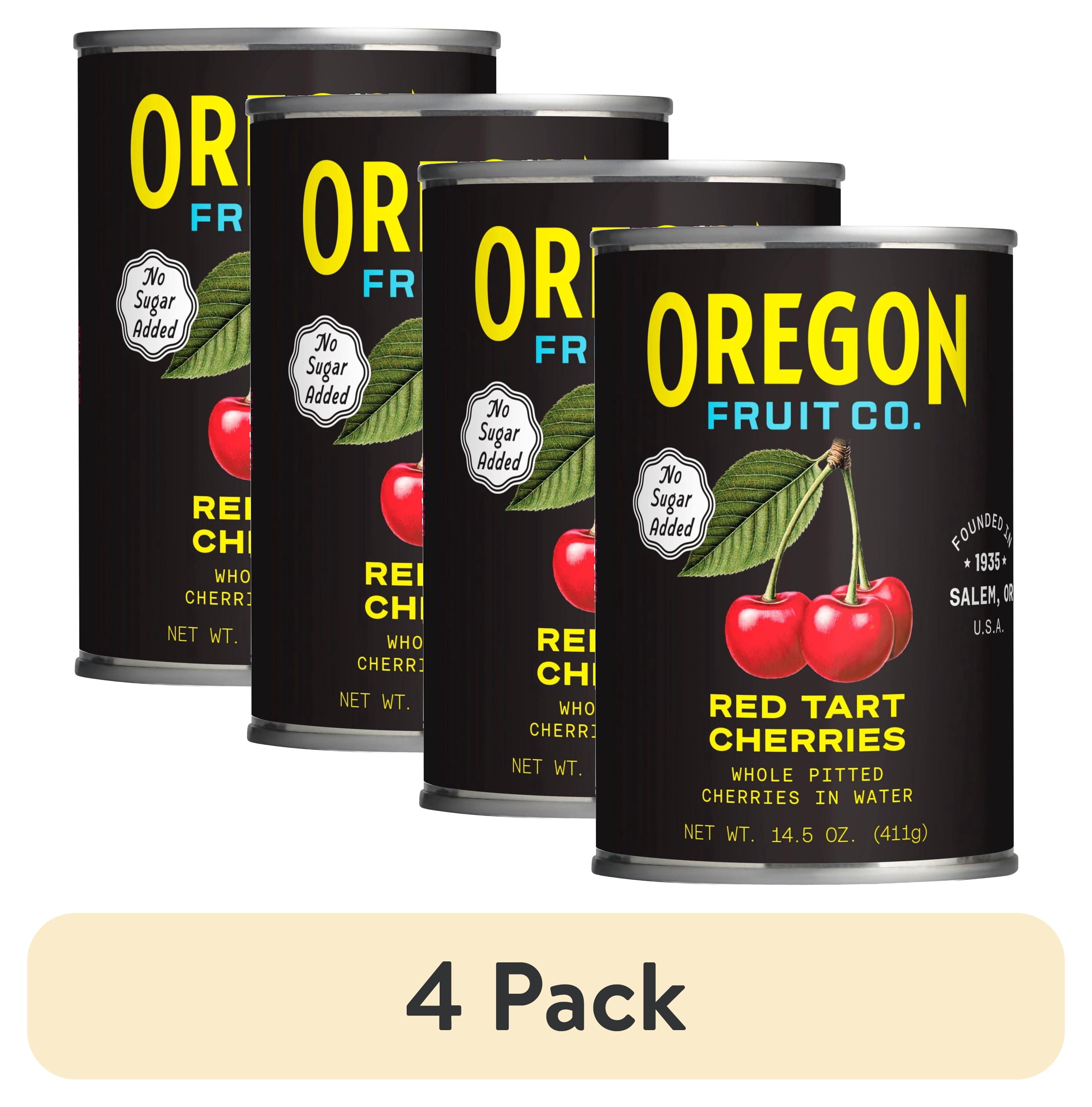 4 pack) Oregon Fruit Co. Red Tart Cherries in Water, 14.5 oz Can