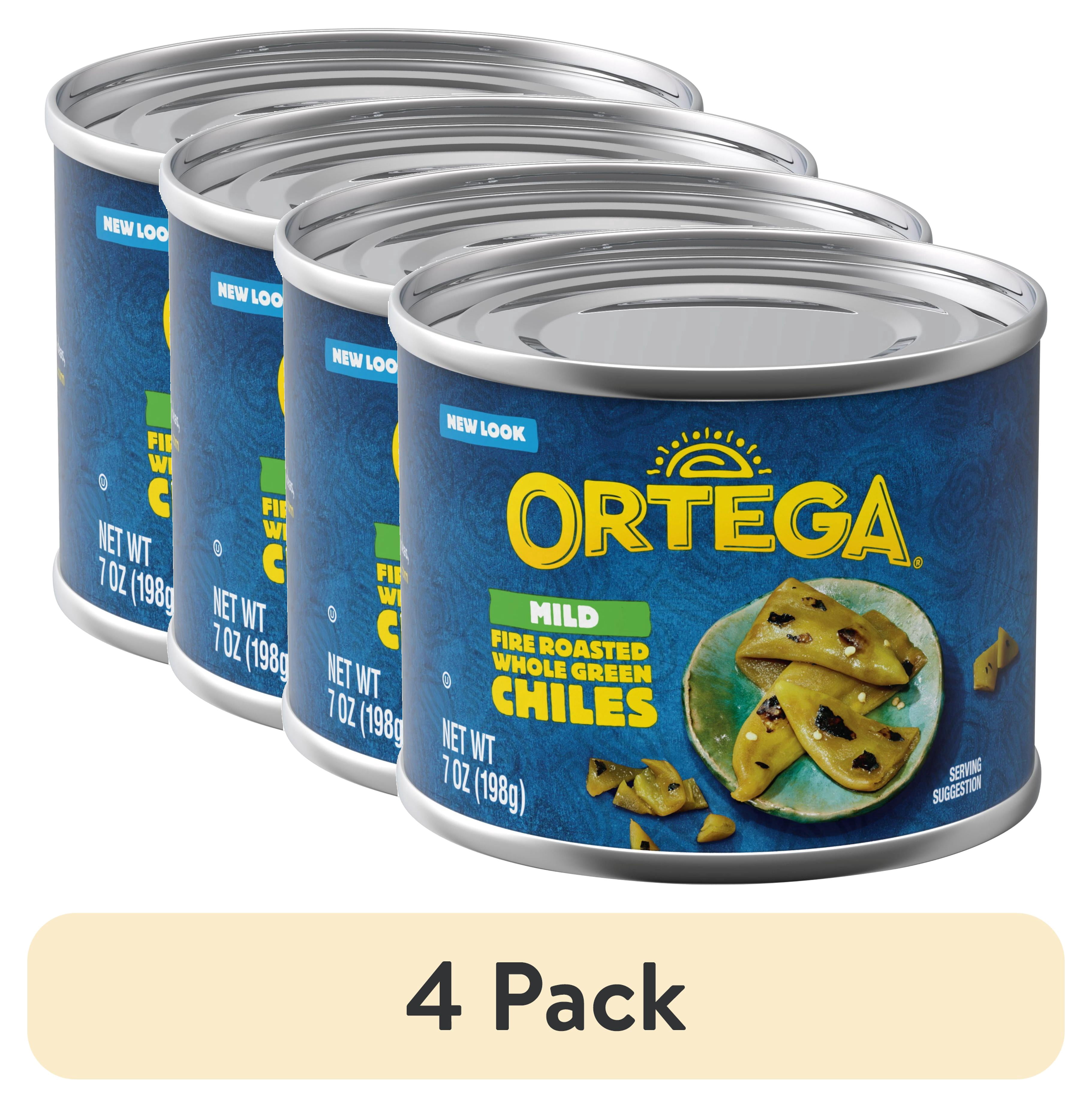 (4 pack) Ortega Mild Whole Green Chiles, Kosher, 7 oz (Canned)
