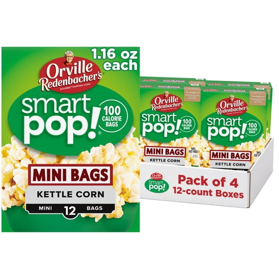 (4 pack) Orville Redenbachers Microwave Popcorn, SmartPop! Kettle Corn, 1.2 oz., 12-Count (Pack of 4)