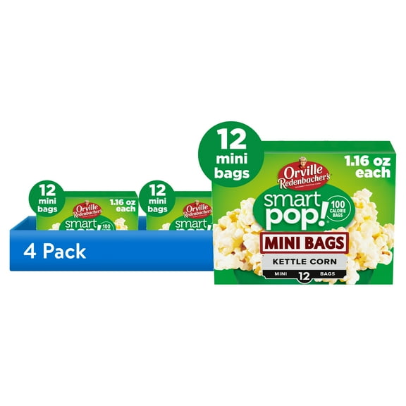 (4 pack) Orville Redenbachers Microwave Popcorn, SmartPop! Kettle Corn, 1.2 oz., 12-Count