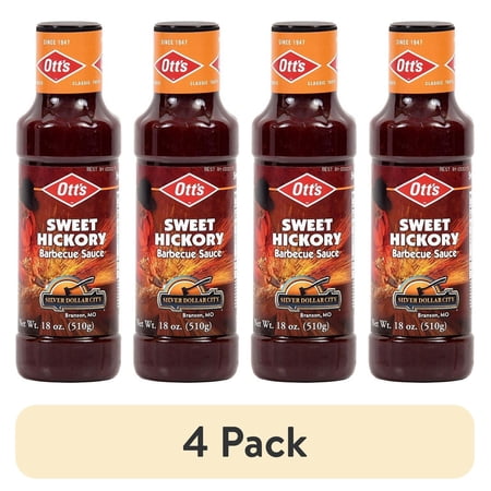 (4 pack) Ott's/Silver Dollar City Sweet Hickory BBQ Sauce, 18 oz Bottle
