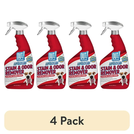 (4 pack) Out Advanced Pro-Bacteria Dog and Cat Stain and Odor Remover - 32oz.